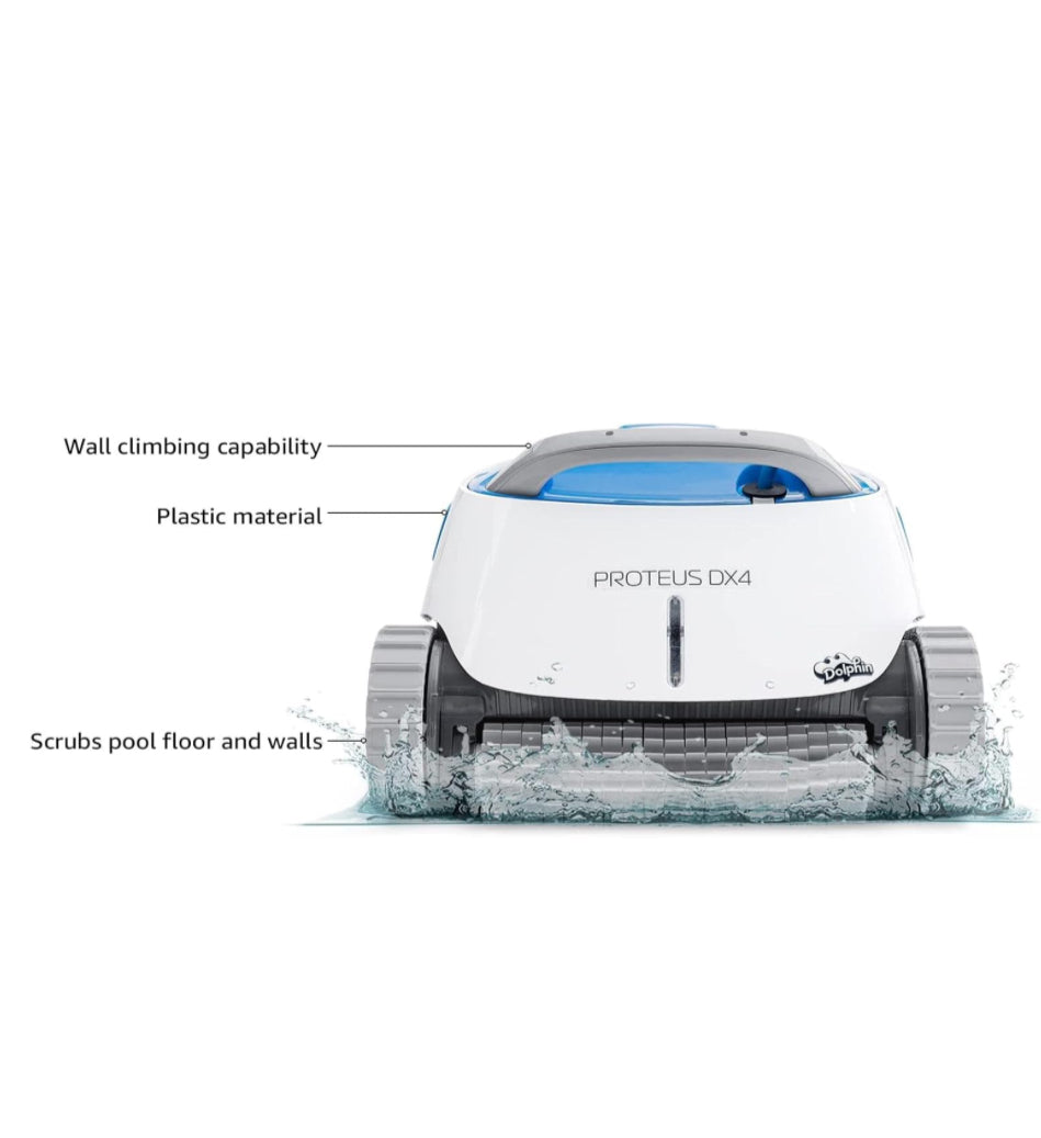 Dolphin Proteus DX4 Automatic Robotic Pool Vacuum Cleaner, Wall Climbing, Waterline Scrubber Brush, Ideal for In-Ground Pool up to 50 FT in Length