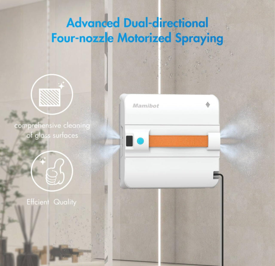 Mamibot W120-DP Window Cleaning Robot, Smart Cleaning with Four Water Spray Cleaning Technology, Multiple Cleaning Modes, 3200Pa Suction Power, Edge Detection Technology,App & Remote Control