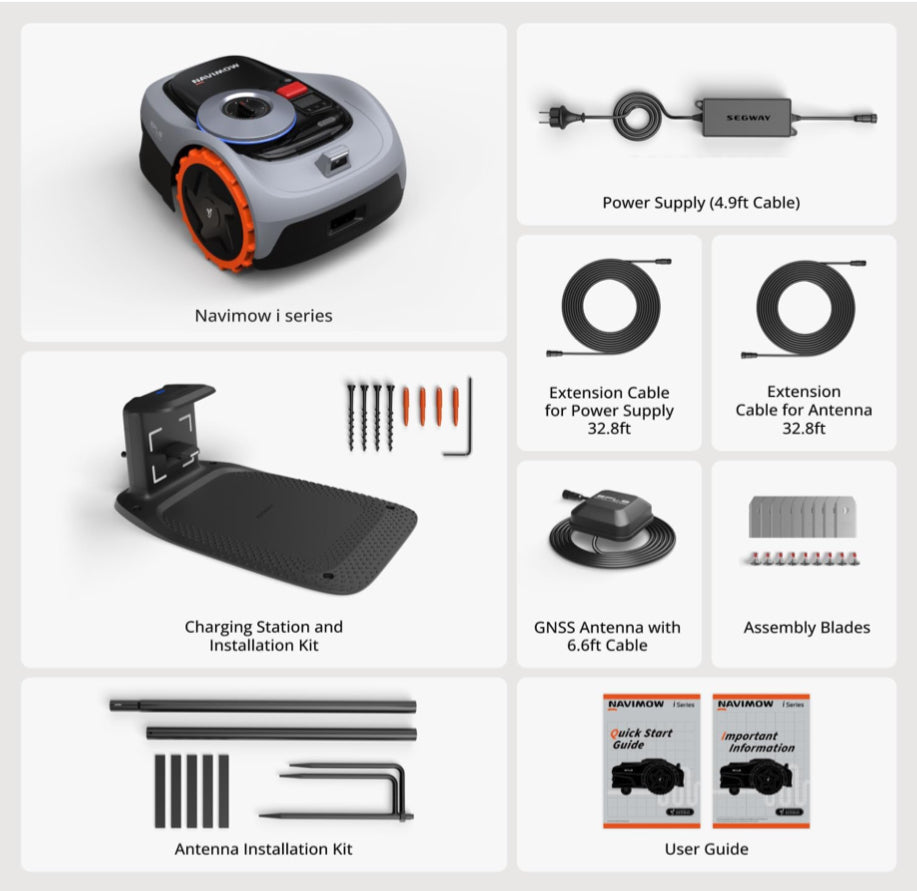 Segway Navimow i105N Robot Lawn Mower Perimeter Wire Free 1/8 Acre RTK+Vision Robotic Lawnmower, AI-Assisted Mapping, Virtual Boundary, APP Control, 58dB(A) Quiet, Multi-Zone Management