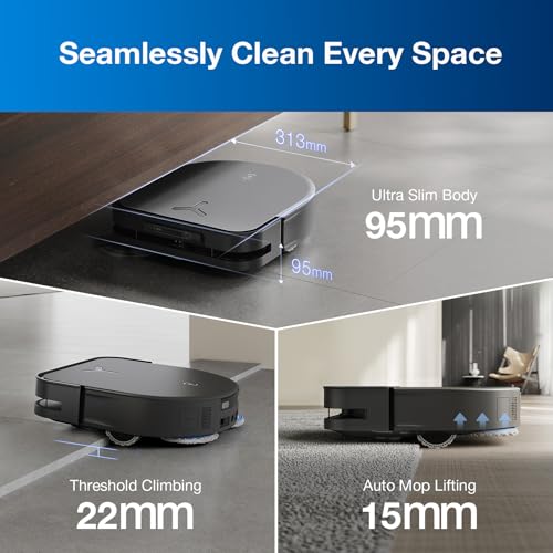 ECOVACS DEEBOT T30S Combo Robot Vacuum and Mop, All-in-One Cleaning Hub, 11000Pa, ZeroTangle Technology, TruEdge Adaptive Edge Mopping, Dual Self-Emptying, Hot Water Mop Washing, Auto-Mop Lifting