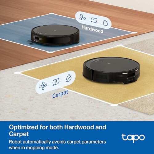 Tapo Ultra-Slim LiDAR Smart Navigation Robot Vacuum and Mop with Self-Emptying Dock, 5300Pa Max, 97%+ Dust Pickup Rate, Self-Charging, Compatible with Alexa & Google Home, RV20 Max Plus