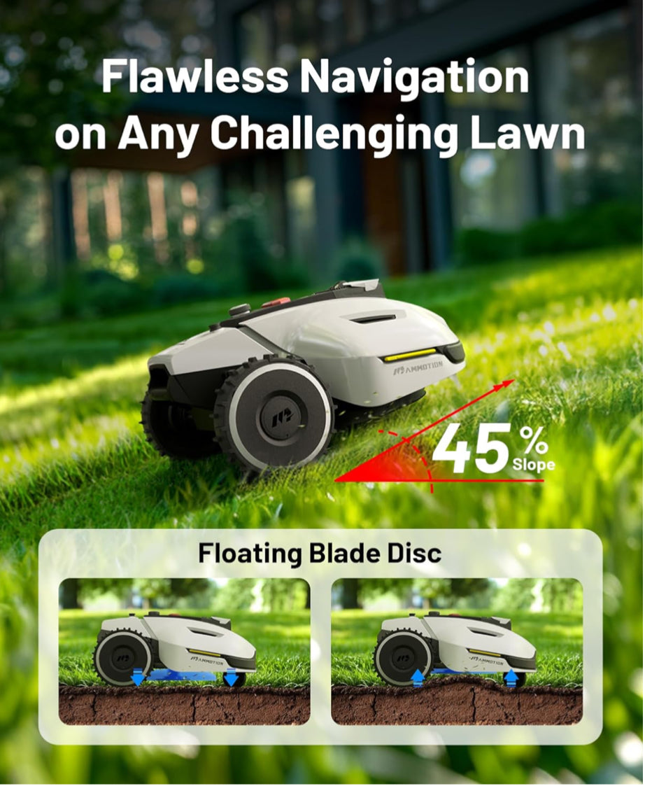 YUKA 1500 Robot Lawn Mower(2024 Version), 3D Vision Positioning & RTK Fusion Mapping System for 0.37 Acres Lawn 45% Slope, Cut Height 1.2"-4.0", Perimeter Wire Free, APP Control