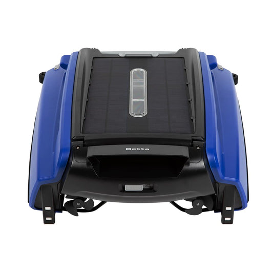 Betta SE Solar Powered Automatic Robotic Pool Surface Skimmer Cleaner with 30-Hour Continuous Cleaning Battery Power and Re-Engineered Twin Salt Chlorine Tolerant Motors (Blue) Blue