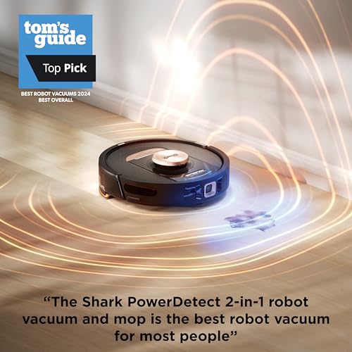 Shark Robot Vacuum & Mop Combo, PowerDetect NeverTouch, Self-Emptying & Self-Refilling, 60-Day Debris Capacity, 30-Day Refill Tank, Pad Dry, 5 Intelligent PowerDetect Cleaning Technologies, RV2820YE