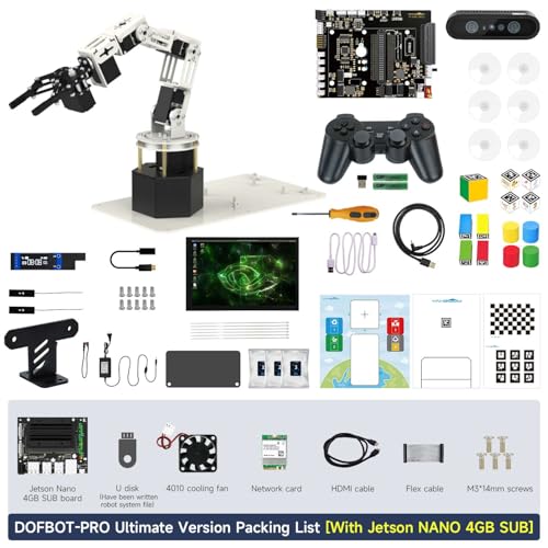 Yahboom 6DOF Program Robotic Arm Kit 3D Adaptive Gripping, 3D Automatic Recognition for Mechanical Engineers Python (Ultimate-Nano 4GB)