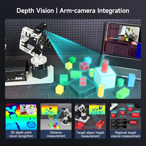 Yahboom 6DOF Program Robotic Arm Kit 3D Adaptive Gripping, 3D Automatic Recognition for Mechanical Engineers Python (Ultimate-Nano 4GB)