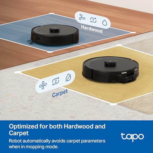 Tapo LiDAR Smart Navigation Robot Vacuum and Mop with Self-Emptying Dock, 5300Pa Max, 97%+ Dust Pickup Rate, Customizable Cleaning, Self-Charging, Compatible with Alexa & Google Home, RV30 Max Plus