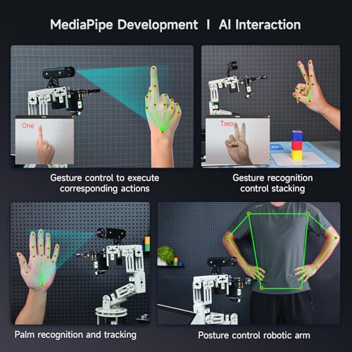 Yahboom 6DOF Program Robotic Arm Kit 3D Adaptive Gripping, 3D Automatic Recognition for Mechanical Engineers Python (Ultimate-Nano 4GB)