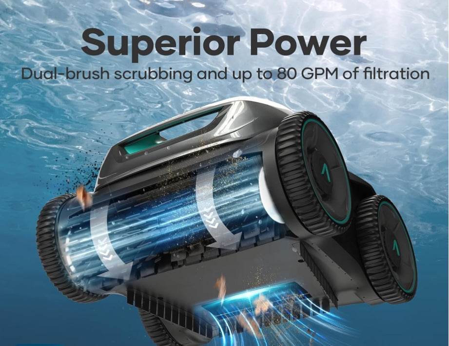 AIPER Seagull Pro Cordless Robotic Pool Cleaner, WavePath Navigation, Wall-Climbing, Quad-Motor, 150 mins Runtime for Inground Pools up to 1,600 sq.ft