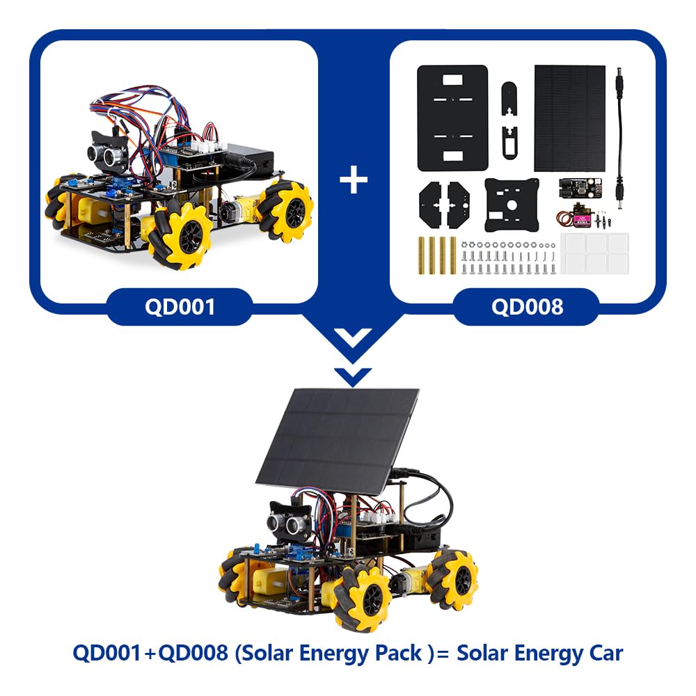 Smart Robot Solar Energy Car Kit, 4WD Remote Control Car Compatible with Arduino IDE, Electronic Programming Project/STEM Education/Science Coding Kit for 12+ Teens Birthday Unique Gifts