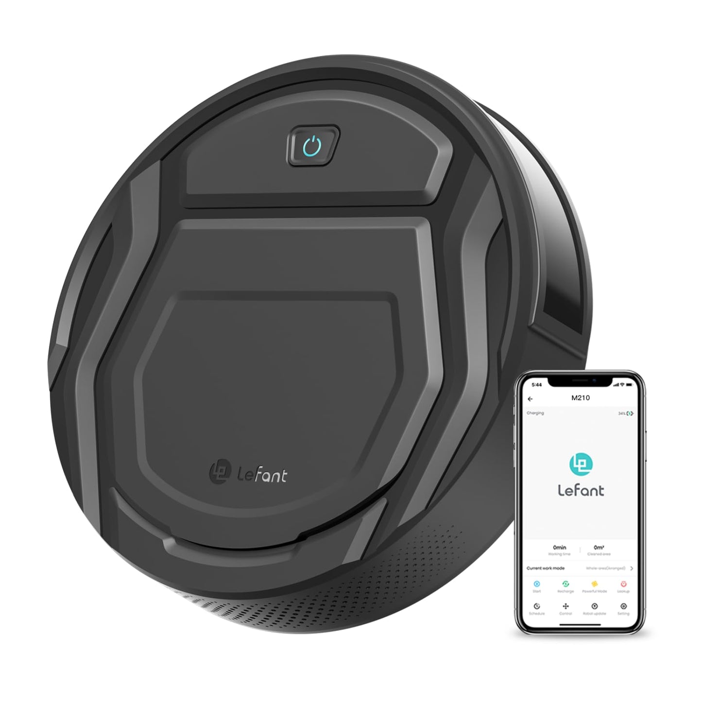 Lefant Robot Vacuum M210 Pro, 2200Pa Suction,120 Mins Runtime, Self-Charging Slim Robotic Vacuum Cleaner, APP/Voice/WiFi/Alexa Control, Ideal for Pet Hair,Low-Pile Carpet, Hard Floor Black