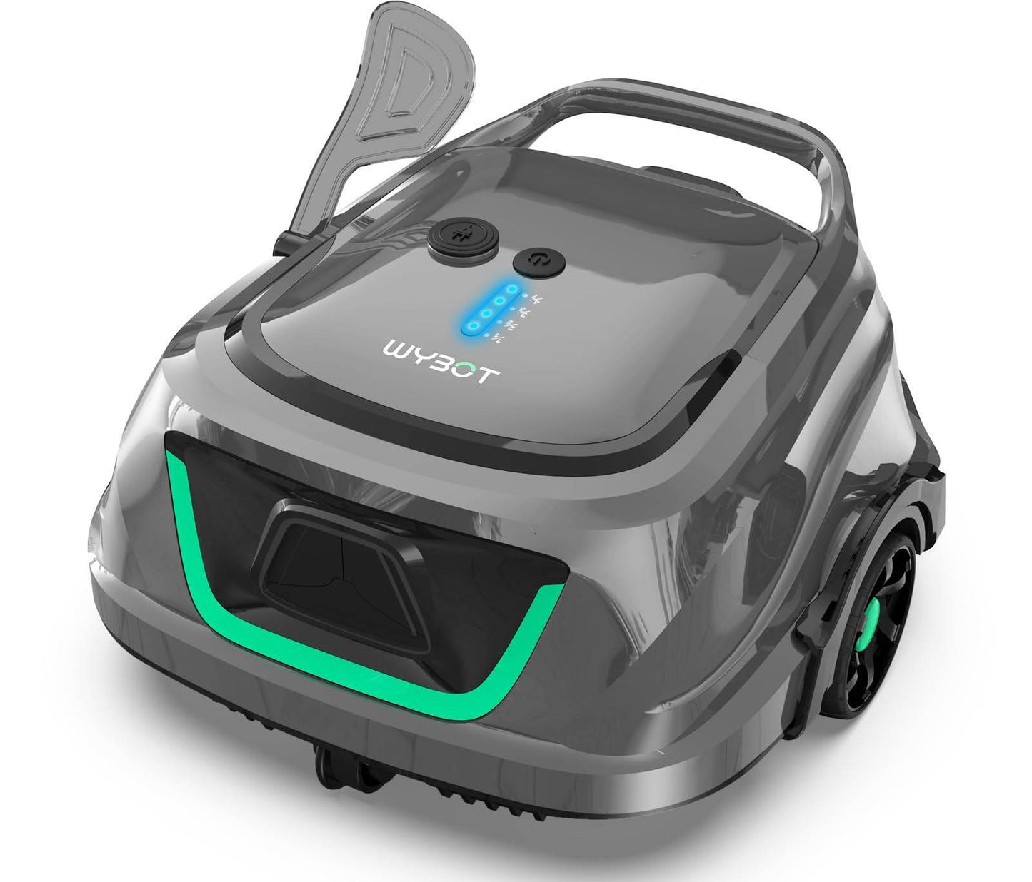 (2024 New) WYBOT A1 Cordless Pool Vacuum with Double Filters, Robotic Pool Cleaner Last 120 Mins, 2.5H Fast Charging, LED Indicators, Ideal for Above Ground Flat-Bottom Pools Dark Grey Green