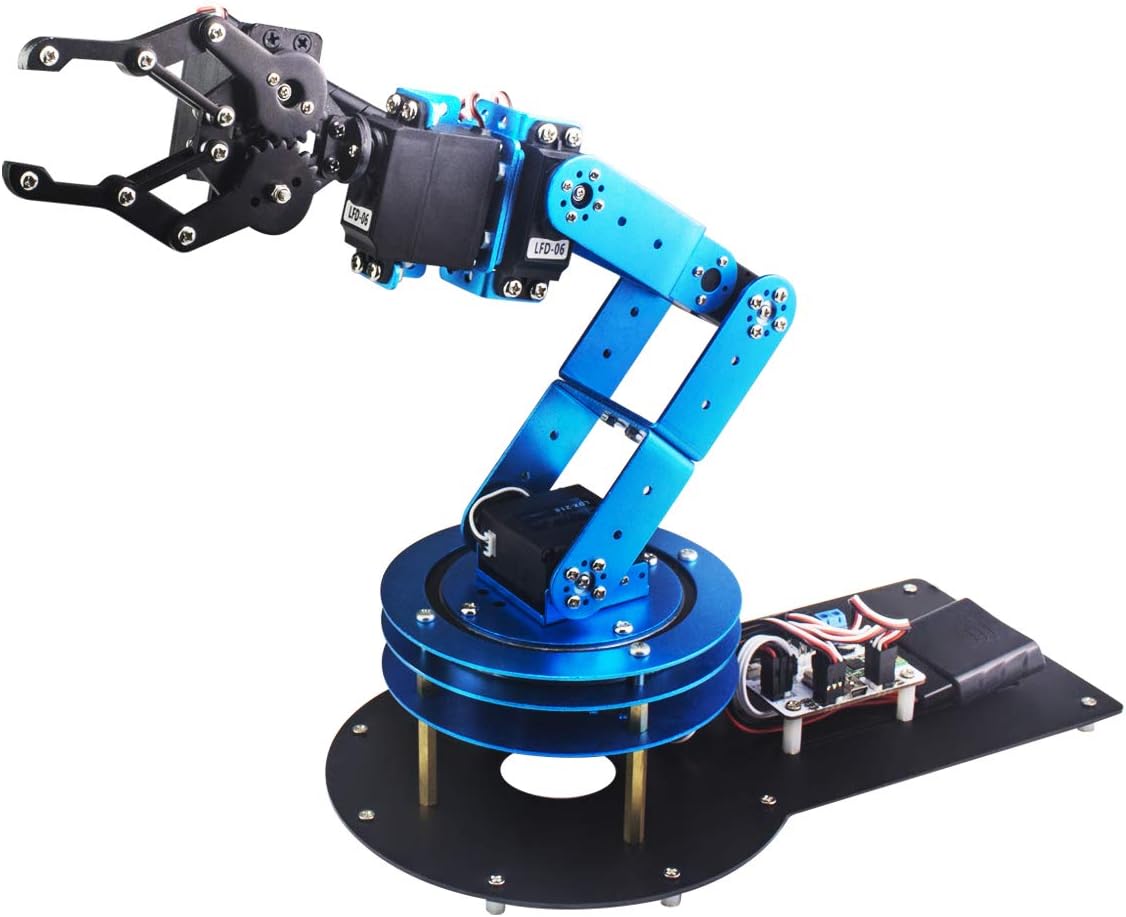 Robotic Arm Kit 6DOF Programming Robot Arm with 5 Servo, Handle, Mechanical Claw and More, PC Software APP Control with Tutorial Default Title