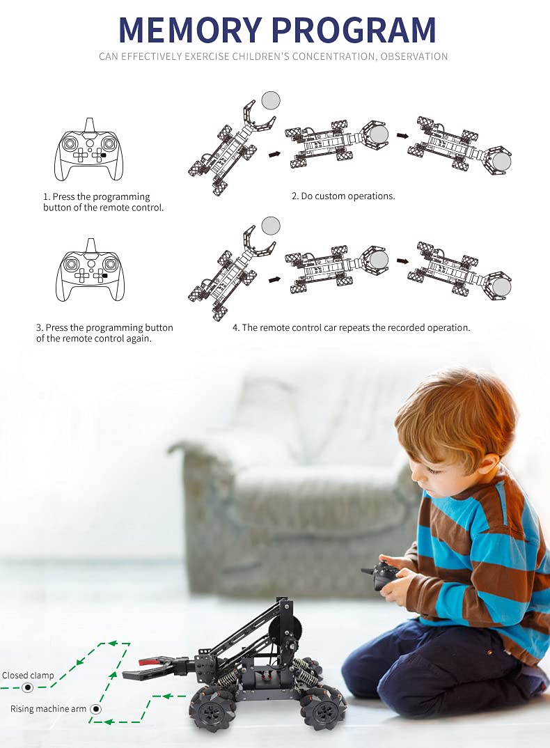 VANLINNY Smart Robot Arm Kit,2-in-1 Science Kits with 4-DOF Robotic Car,Electronic Programming DIY Toy for Kids Ages 8+,Promotes STEM Interest in Science,Technology,Best Birthday Gifts for Boys/Girls.