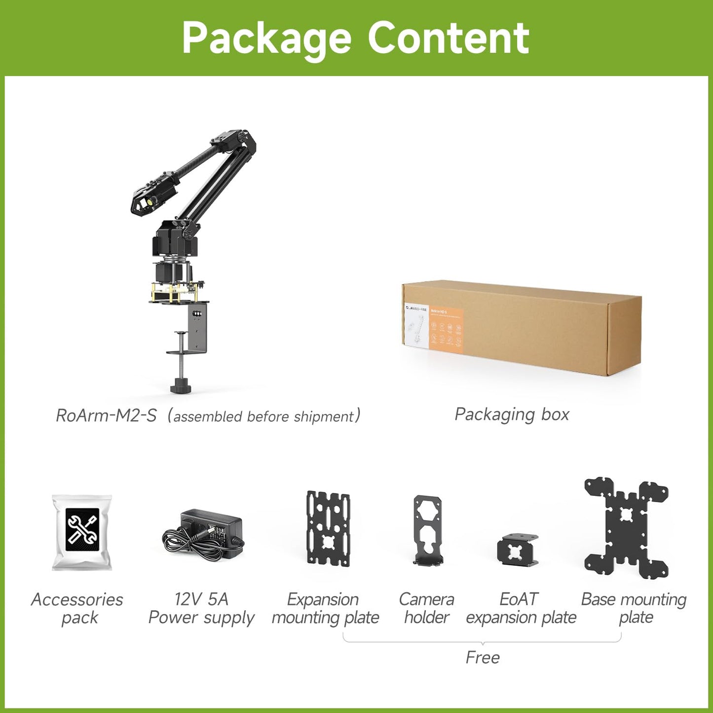 Waveshare Robotic Arm Kit, Desktop Robot Kit, High-Torque Serial Bus Servo, Based On ESP32, 4-DOF, Supports Flexible Expansion and Secondary Development, Wireless Control