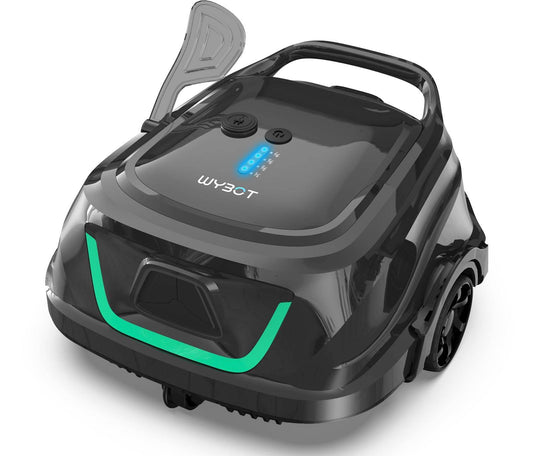 (New Upgraded) WYBOT A1 Cordless Robotic Pool Cleaner, Automatic Pool Vacuum with 120 Mins, Double Filters, LED Indicator, Fast Charging, Ideal for Above Ground Flat Pools - Black & Green Black & Green