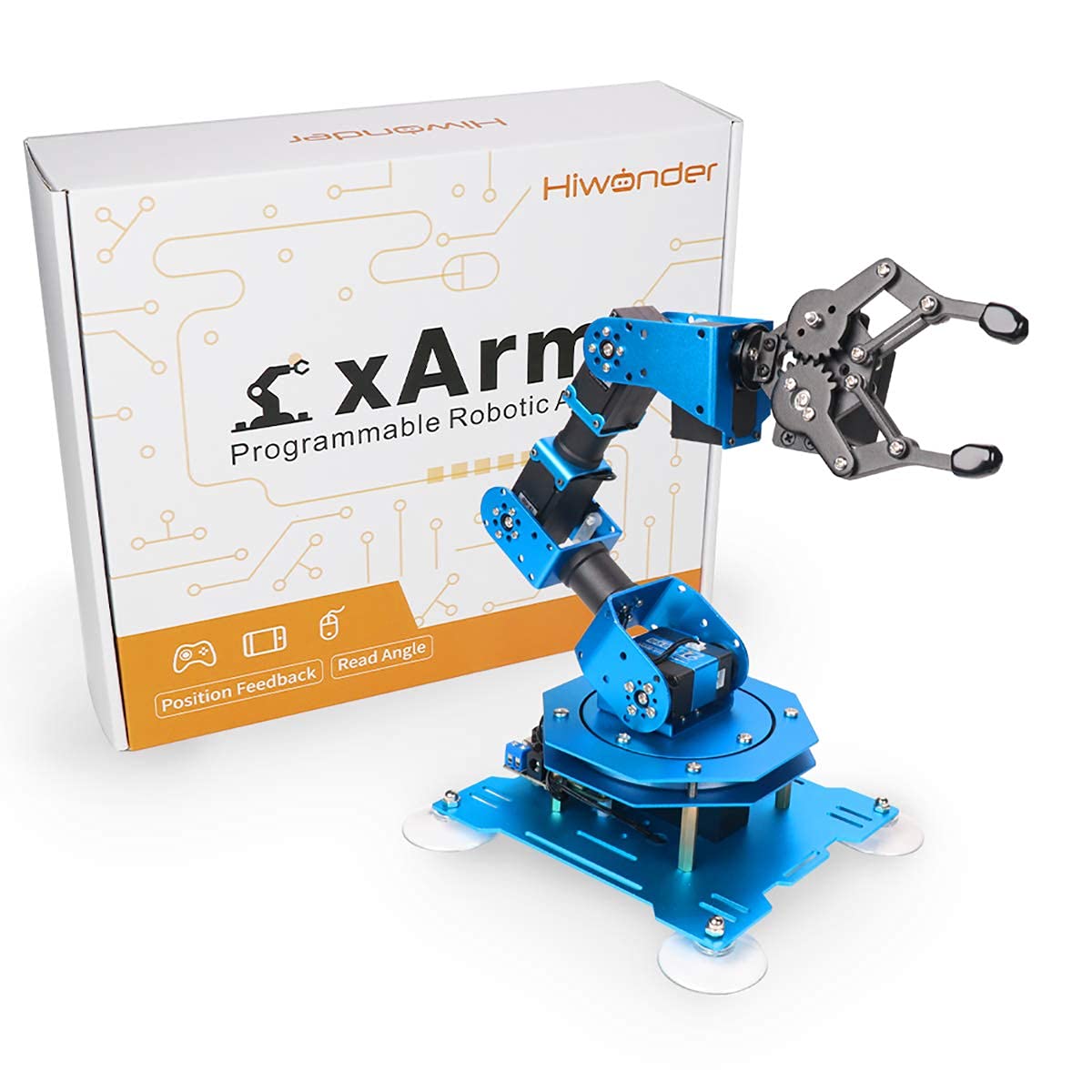 Robotic Arm for Arduino Coding Programming 6DOF Hiwonder-xArm1S STEM Educational Building Robot Arm Kits, 6 AXIS Full Metal Robotic Arm Wireless Handle/PC/App/Mouse Control Learning Robot