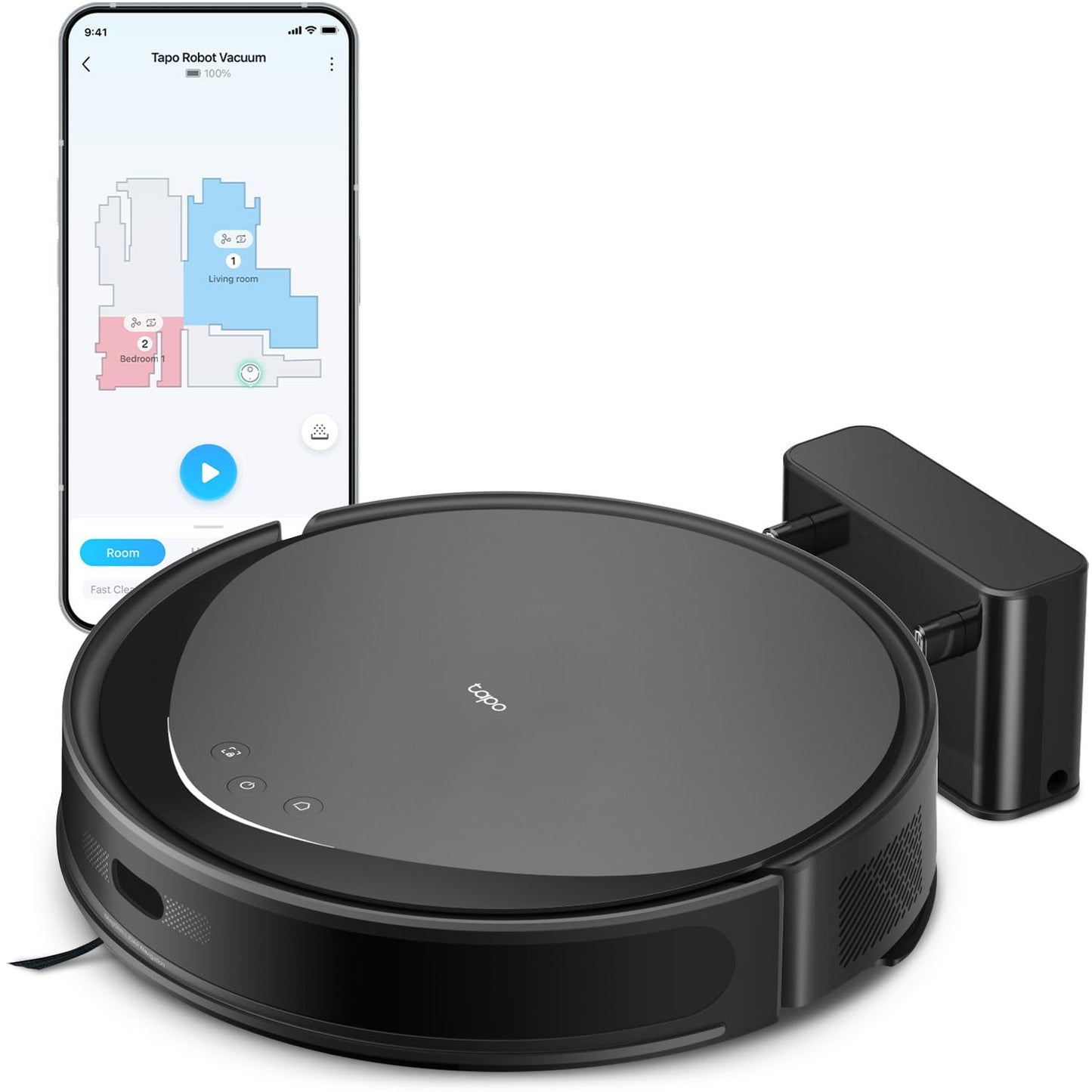 Tapo Ultra-Slim LiDAR Smart Navigation Robot Vacuum and Mop with Self-Emptying Dock, 5300Pa Max, 97%+ Dust Pickup Rate, Self-Charging, Compatible with Alexa & Google Home, RV20 Max Plus