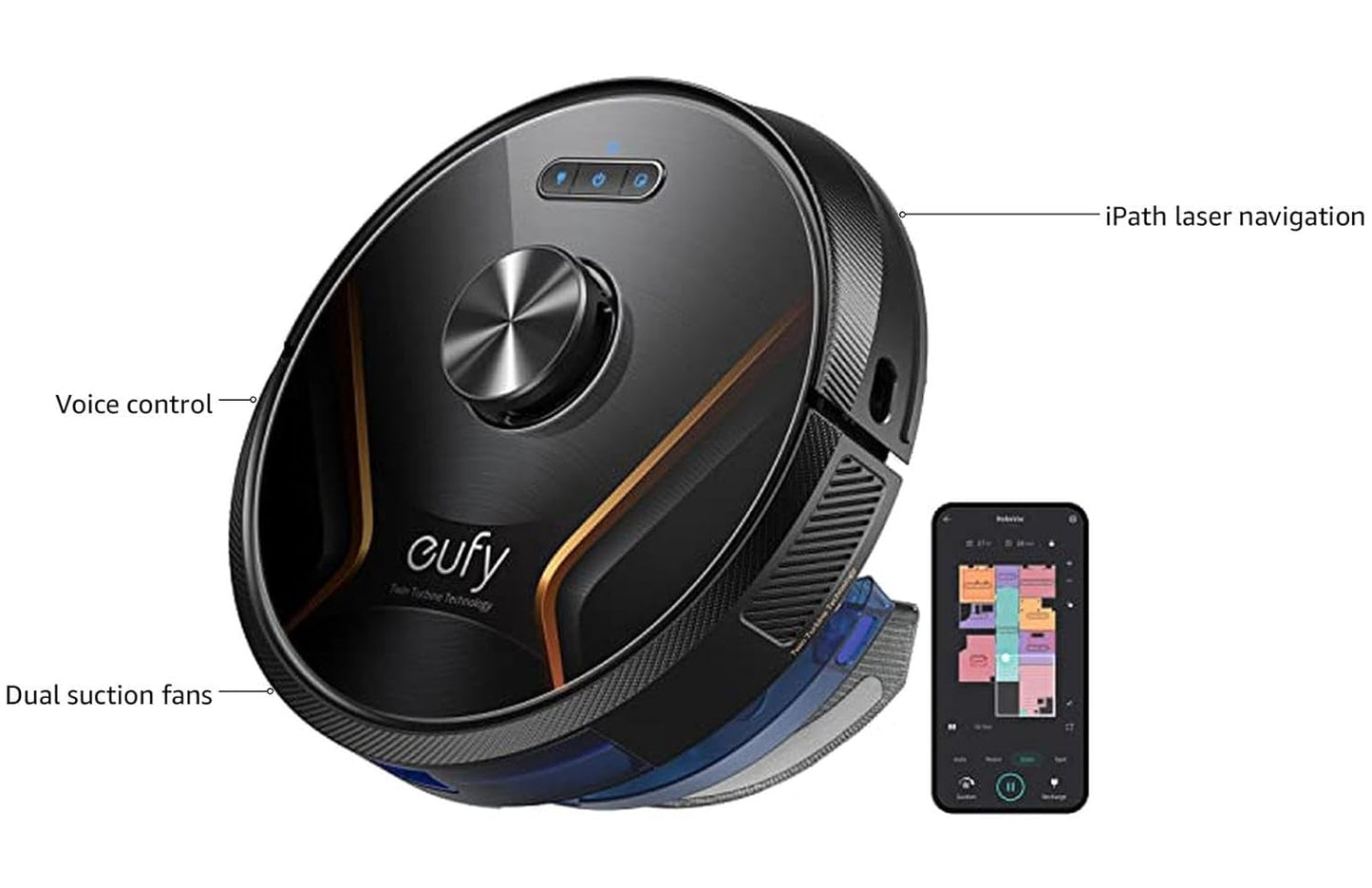 eufy X8 Hybrid, Robot Vacuum and Mop Cleaner with iPath Laser Navigation, Twin-Turbine Technology generates 2000Pa x2 Suction, AI. Map 2.0 Technology, Wi-Fi, Perfect for Pet Owner