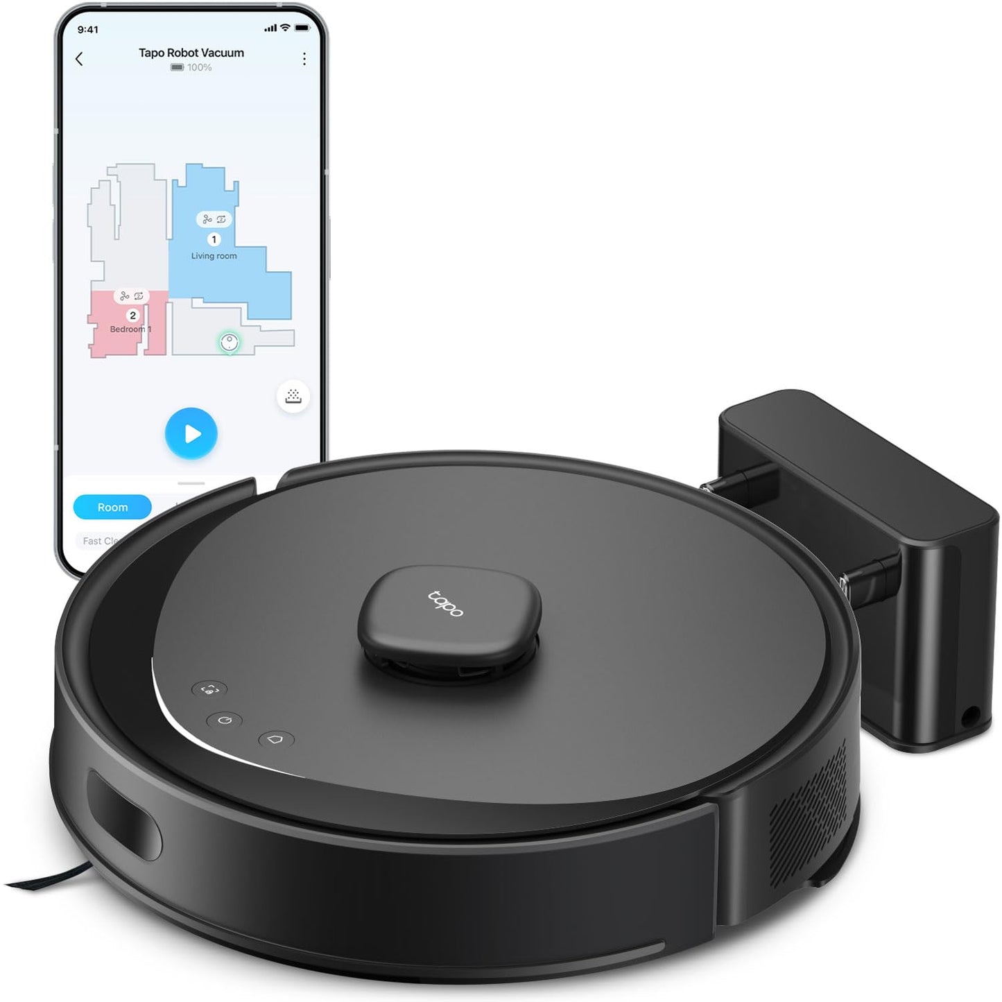 Tapo LiDAR Smart Navigation Robot Vacuum and Mop with Self-Emptying Dock, 5300Pa Max, 97%+ Dust Pickup Rate, Customizable Cleaning, Self-Charging, Compatible with Alexa & Google Home, RV30 Max Plus Vacuum [Vacuum Only]