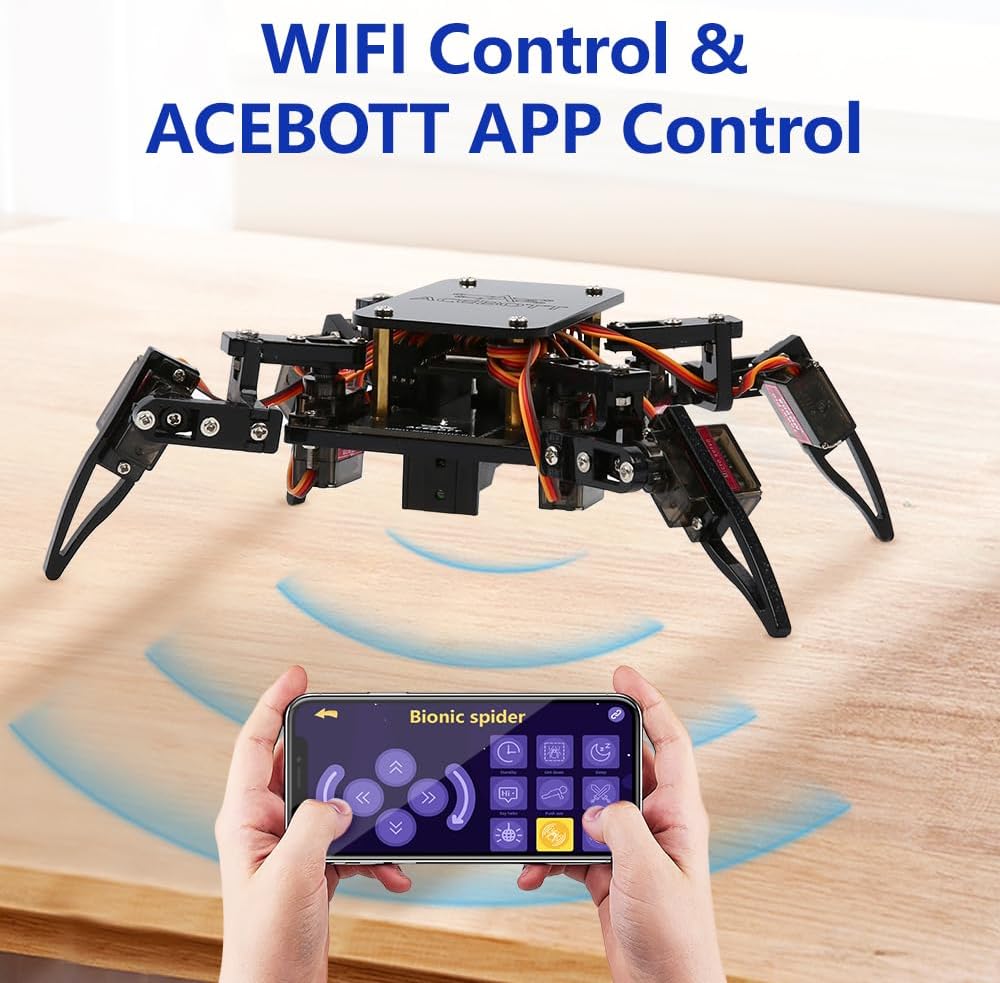 STEM Robotics Science Kits for Kids, DIY Robotics Stem Toys, ESP8266 Spider Robot Building Kit, STEM Robotics Project Compatible with Arduino for Boys,Teens,Adults Unique Gifts