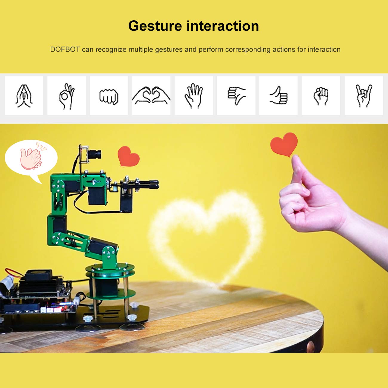 Yahboom Robot Arm Kit 6DOF for Jetson Nano 4GB AI Programmable Electronic DIY Robot Hand Building with Camera for Adults ROS (Nano-DOFBOT Without Nano)