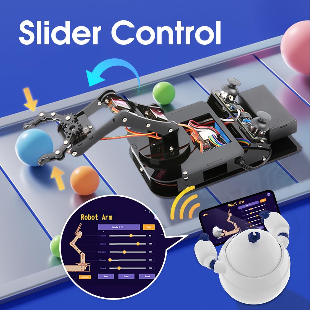 4 DOF ESP32 Programmable Robotic Arm Kit, Robotics Kit App Remote Control Robot Toys Compatible with Arduino, STEM Educational DIY Robot Arm Kit Gift for Teenagers & Adults