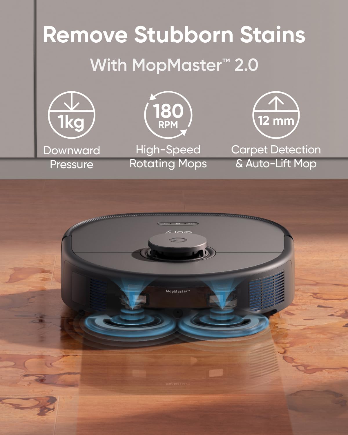 eufy X10 Pro Omni Robot Vacuum and Mop Combo, 8,000 Pa Suction, Dual Mops with 12 mm Auto-Lift and Carpet Detection, AI Obstacle Avoidance, Auto Mop Washing, Auto Drying, Self-Emptying, Self-Refilling