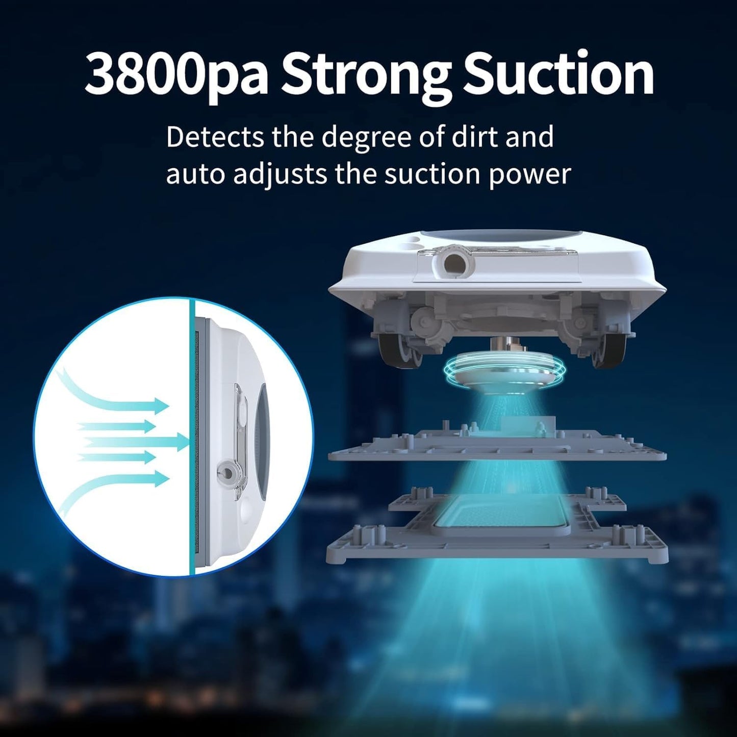 FMART Window Cleaner Robot,Double-Sided Spray Water,3800Pa Strong Suction Smart Window Cleaning Robot,Support APP&Remote Control Robot Window Cleaner,Suitable for Outdoor/Indoor High Rise Windows Tile