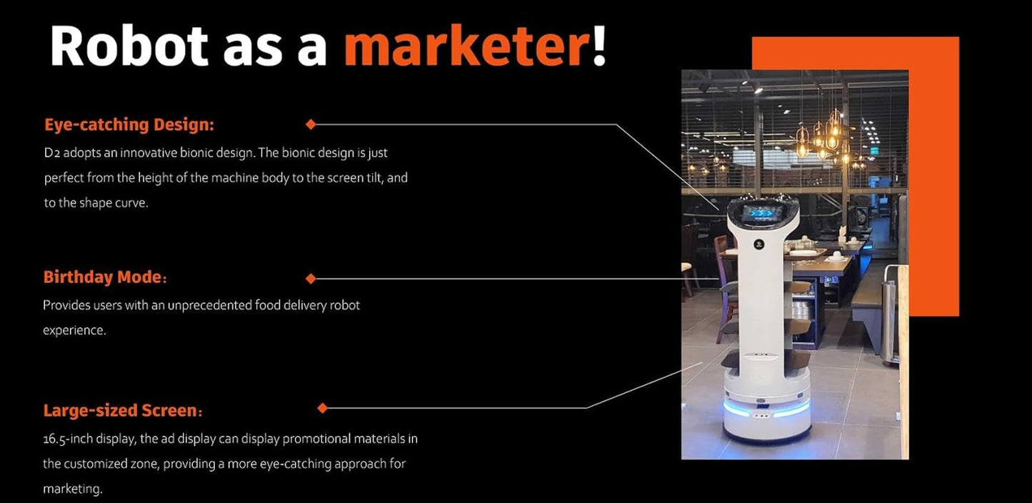 Food delivery robot Meal Dining robot Food Delivery Robot (W50) is a vivid demonstration for the implementation of AI Robotics in the catering industry.