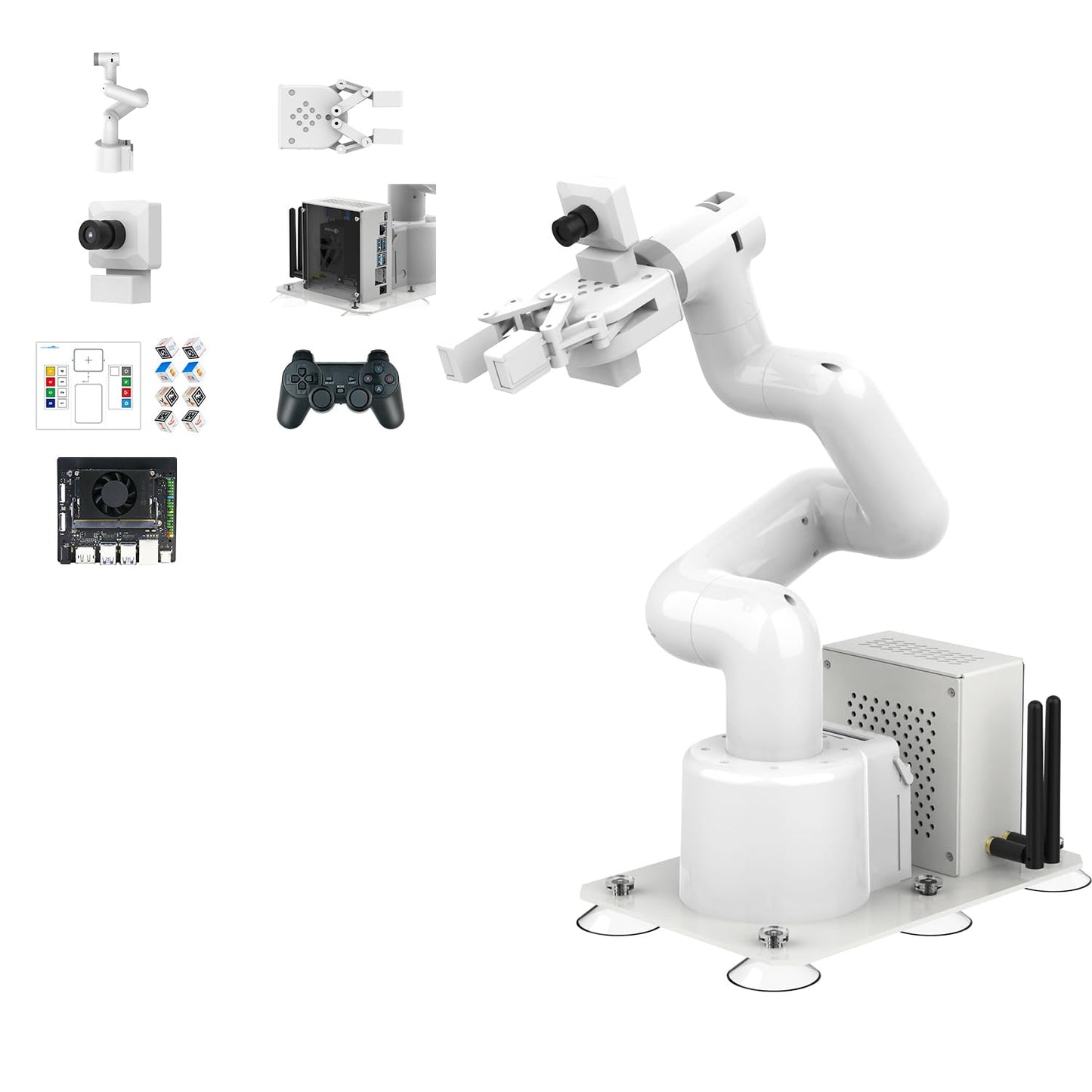 Yahboom Jetson Nano 4GB Collaborative Robot Arm Programmable ROS OpenCV for Mechanical Engineers, 7Dof with Adaptive Gripper With Orin Nano 8gb