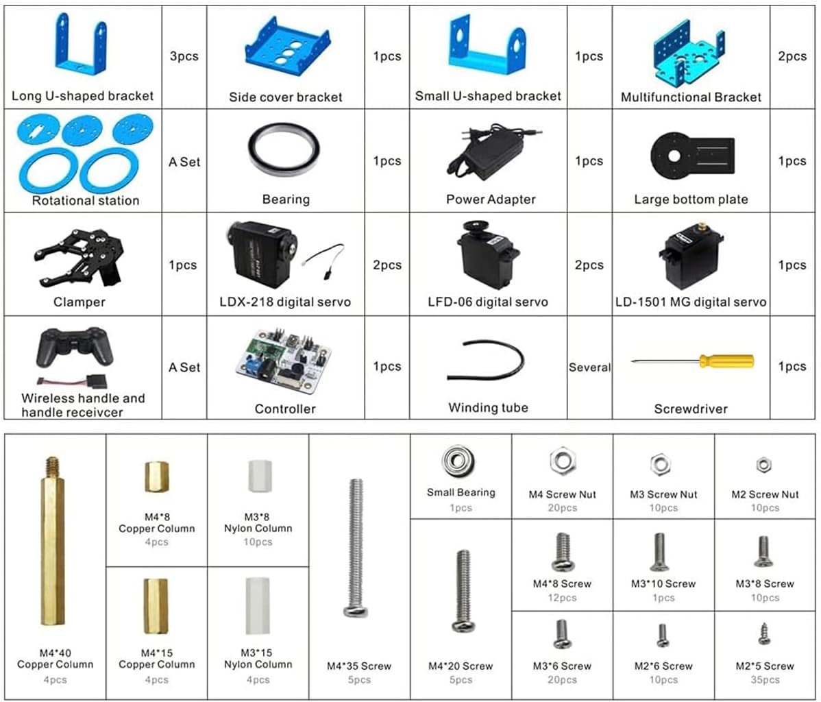 Robotic Arm Kit 6DOF Programming Robot Arm with 5 Servo, Handle, Mechanical Claw and More, PC Software APP Control with Tutorial