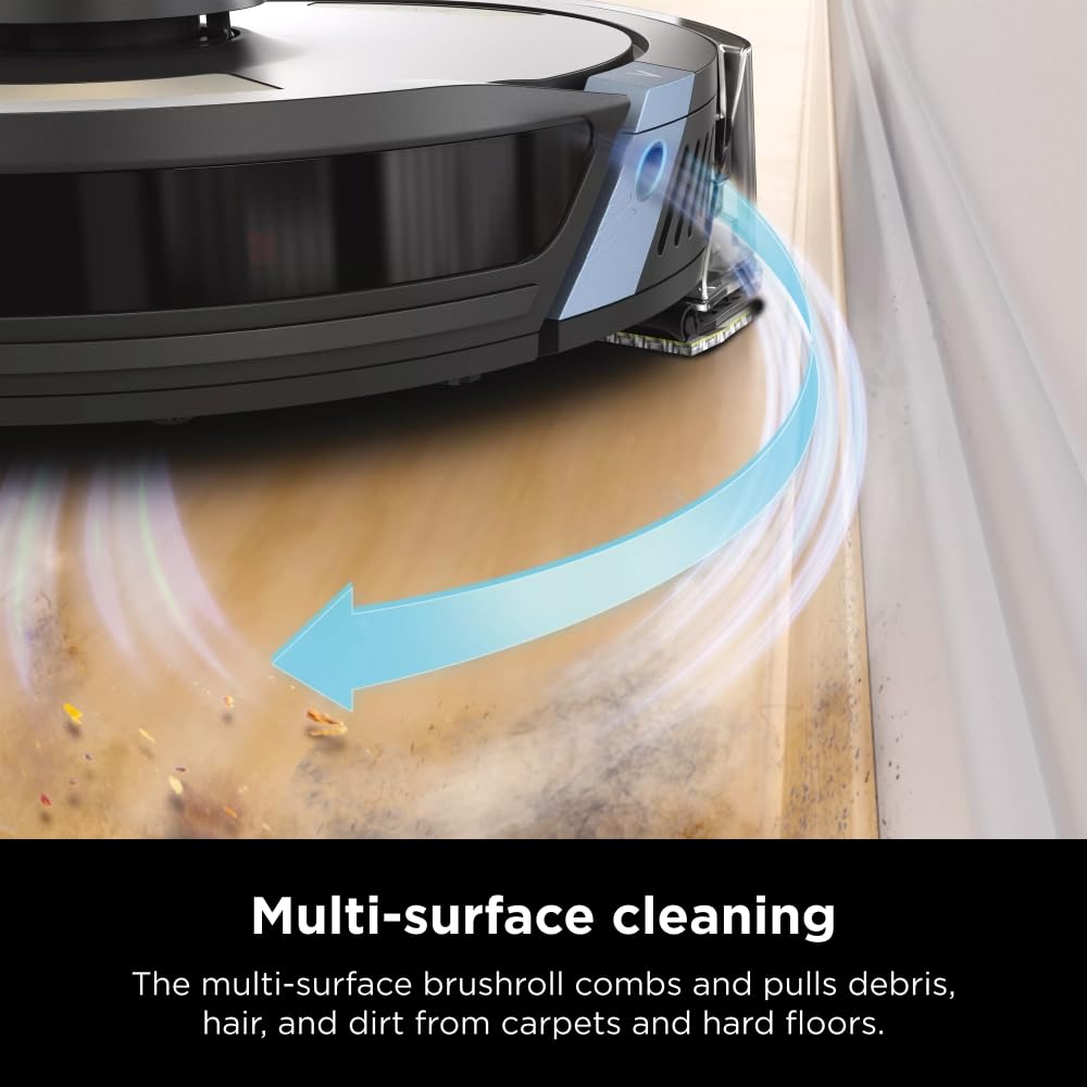 Shark AV2310AE Matrix Self-Emptying Robot Vacuum with No Spots Missed on Carpets and Hard Floors, Precision Home Mapping, Perfect for Pet Hair, Bagless, 45-Day Capacity Base, Wi-Fi Black/Brass