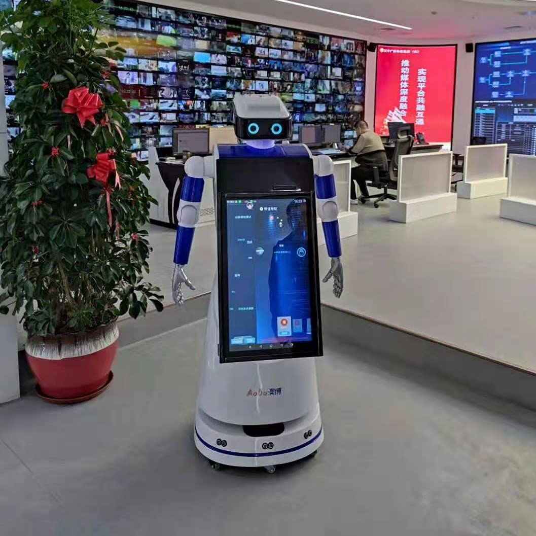 Aobo Human Size Service Robot, Hotel Reception Robot, Artificial Intelligence Robot, Used for Public Areas of Hotel Shopping malls, Automatic Driving, Guidance and Voice Explanation