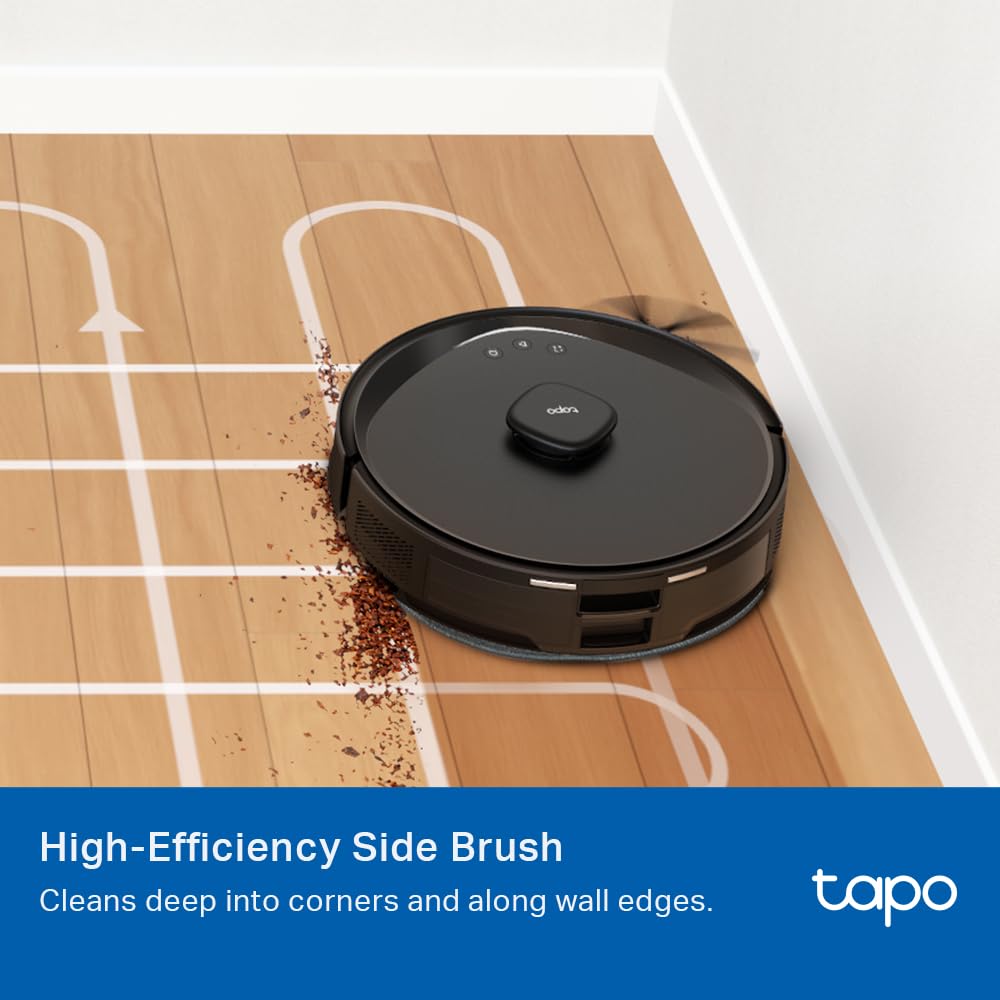 Tapo LiDAR Smart Navigation Robot Vacuum and Mop with Self-Emptying Dock, 5300Pa Max, 97%+ Dust Pickup Rate, Customizable Cleaning, Self-Charging, Compatible with Alexa & Google Home, RV30 Max Plus