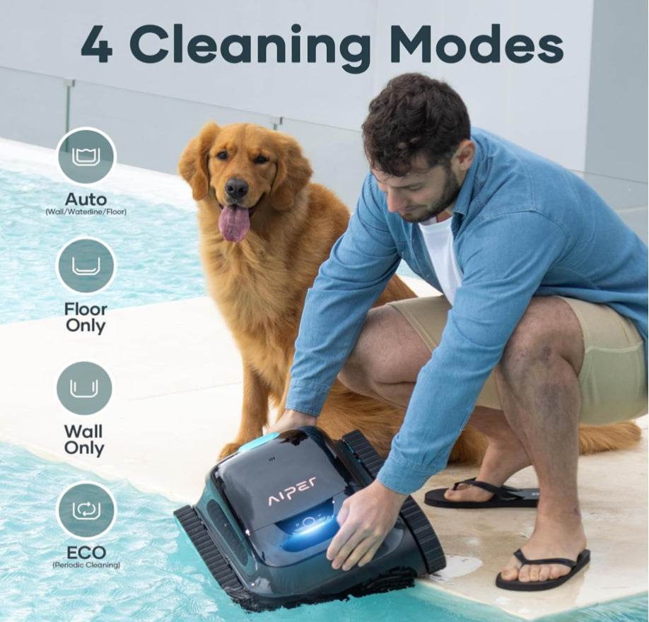 AIPER Scuba S1 Cordless Robotic Cleaner, Smart Navigation for Inground Pools up to 1,600 Sq.ft, Wall and Waterline Cleaning Vacuum