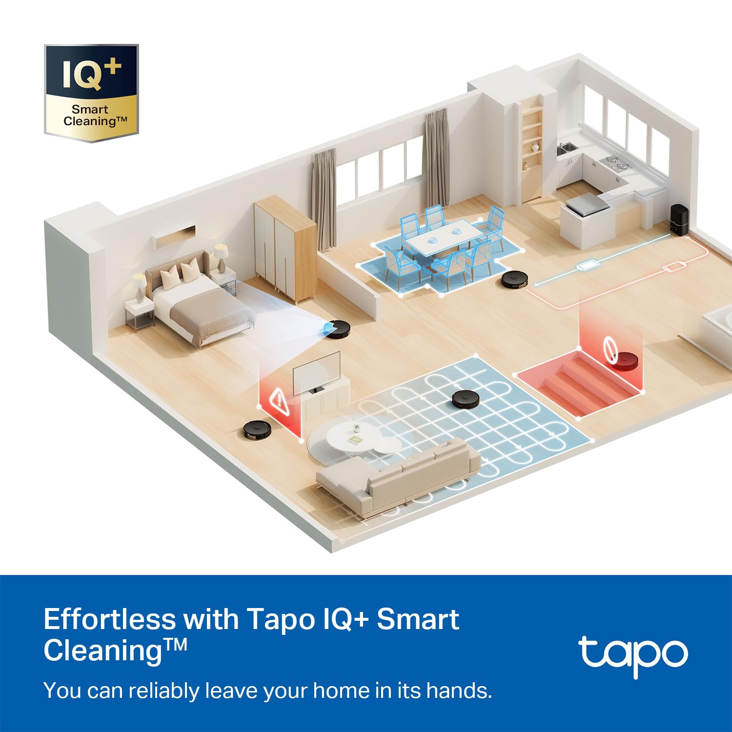 Tapo LiDAR Smart Navigation Robot Vacuum and Mop with Self-Emptying Dock, 5300Pa Max, 97%+ Dust Pickup Rate, Customizable Cleaning, Self-Charging, Compatible with Alexa & Google Home, RV30 Max Plus