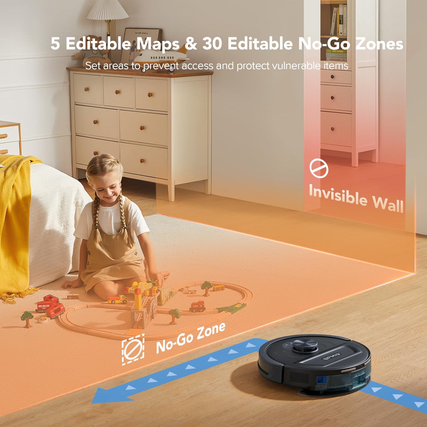 BPMIO Robot Vacuum and Mop Combo, 5500Pa Suction Power, LiDAR Smart Navigation, 120-Min Runtime, App & Alexa Control, Customizable Cleaning, Perfect for Pet Hair, Carpets, and Hard Floors