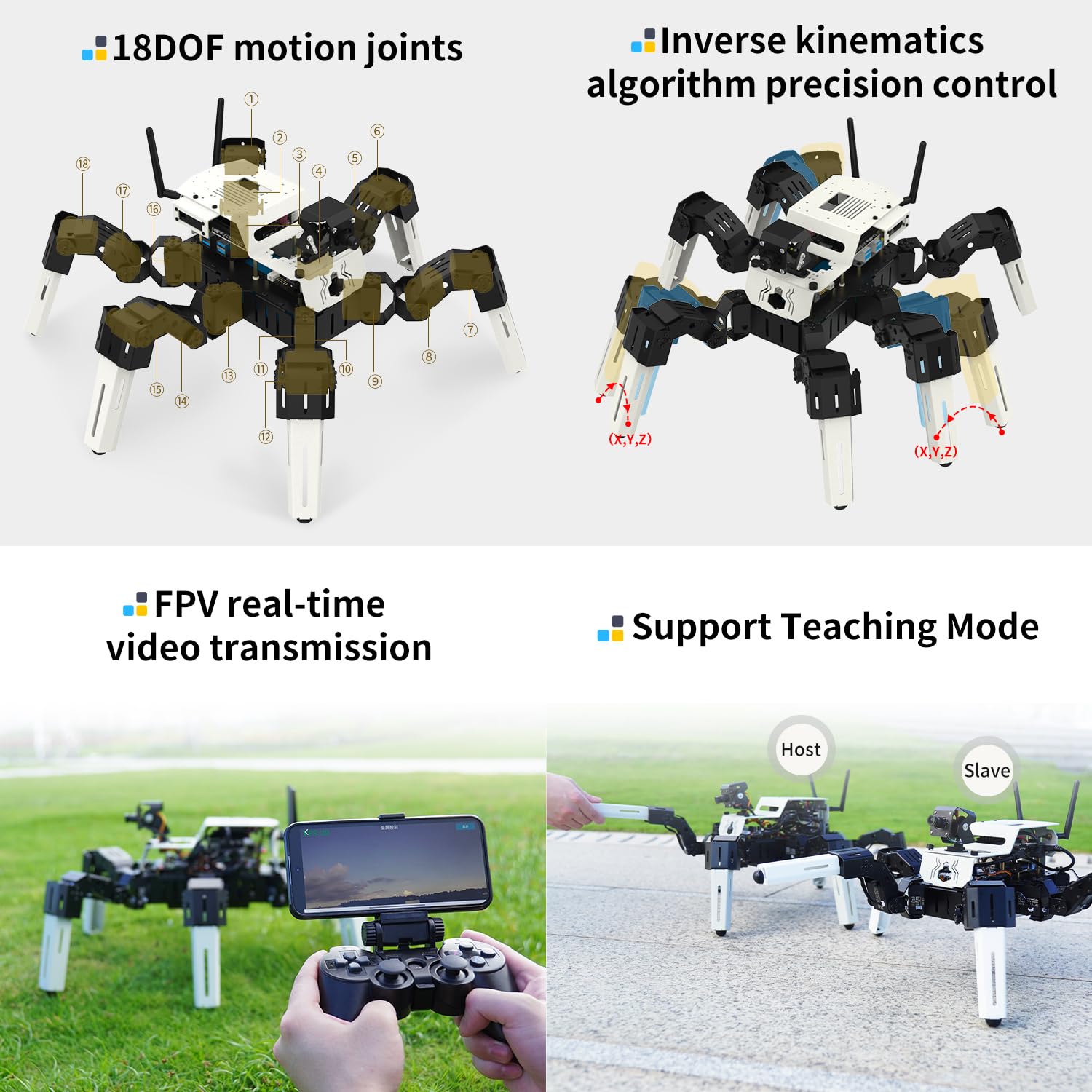 Yahboom Programmable DIY AI Hexapod Robotic MUTO S2 for NVIDIA Jetson Nano 18DOF Spider Robots ROS Electronics Projects (MUTO S2 with Jetson Nano)