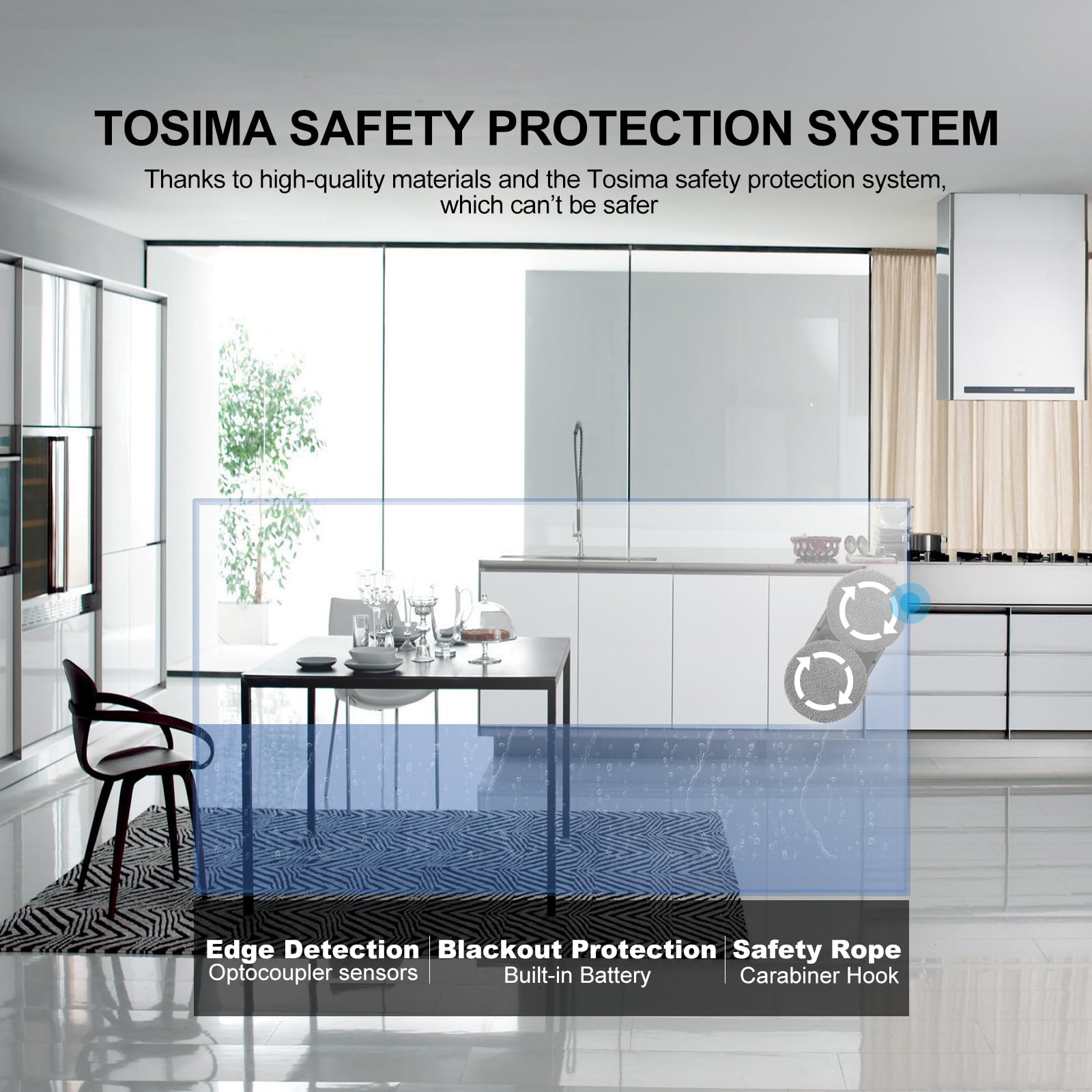 Tosima W2 Window Cleaner Robot, Automatic Cleaning with Intelligent Path Planning, 3800Pa Suction Power, Edge Detection Technology, Remote Control