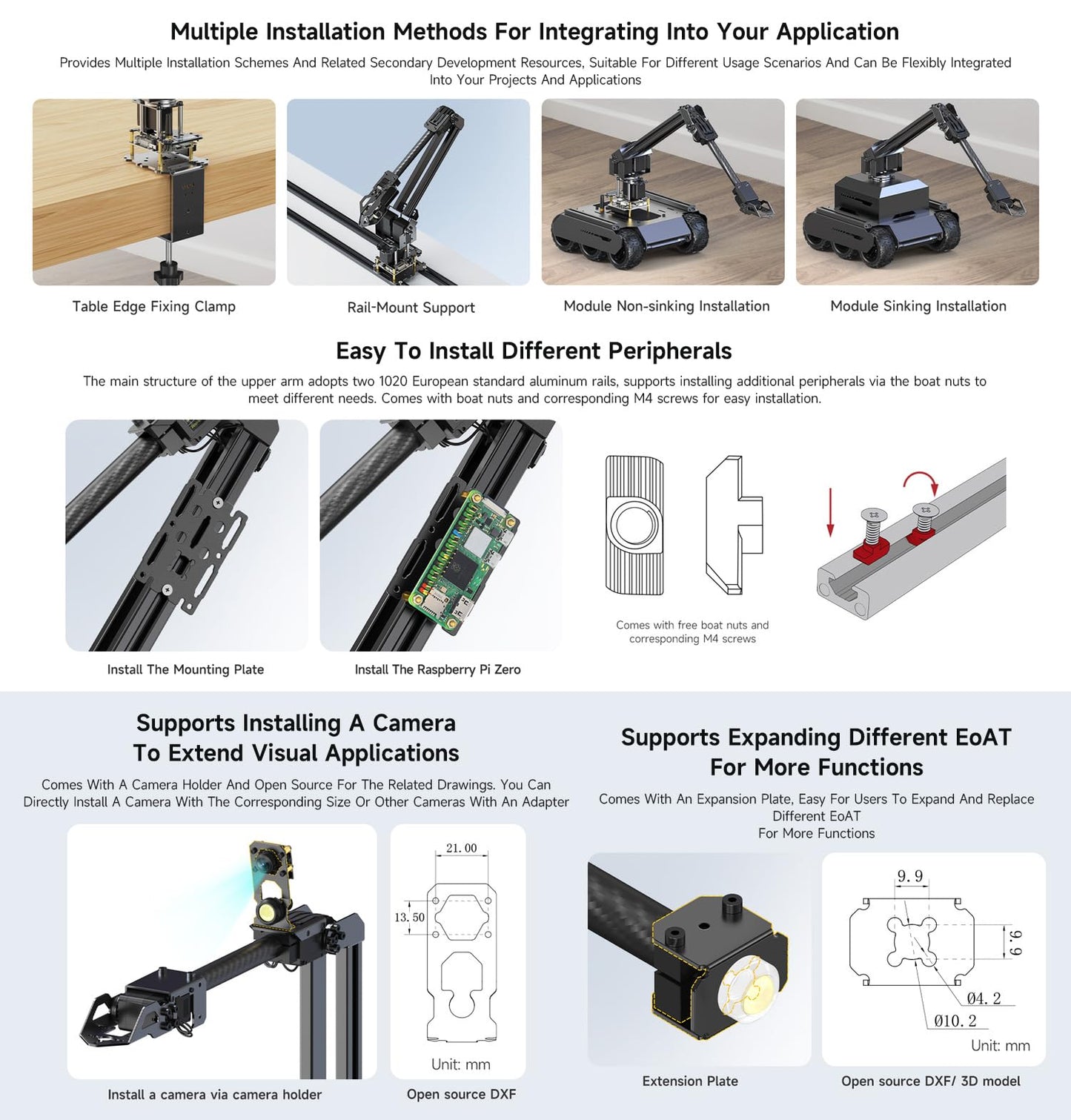 Waveshare Robotic Arm Kit, Desktop Robot Kit, High-Torque Serial Bus Servo, Based On ESP32, 4-DOF, Supports Flexible Expansion and Secondary Development, Wireless Control