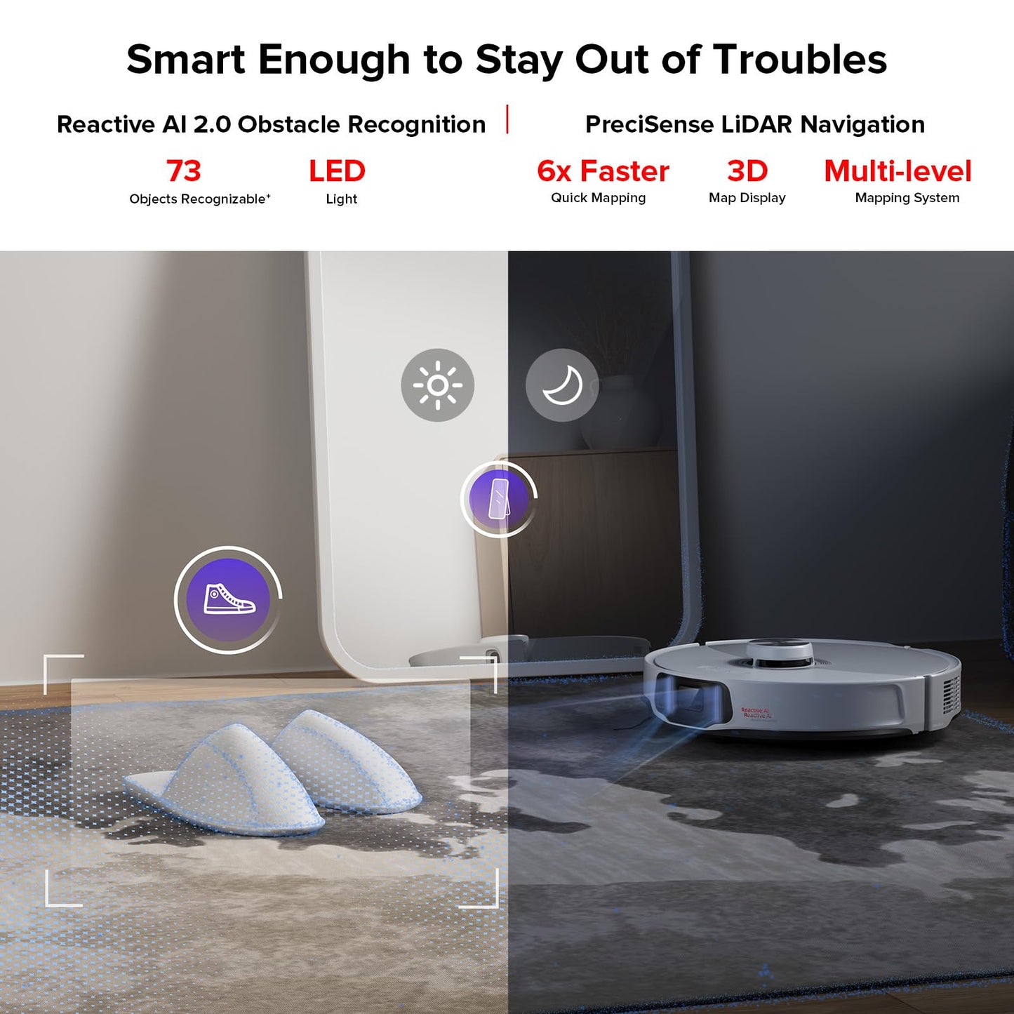 roborock S8 MaxV Ultra Robot Vacuum & Sonic Mop, 10000 Pa Suction, Corner to Edge Deep Cleaning, Hot Air Self-Drying, Auto Empty & Refill, Detergent Dispenser, Obstacle Avoidance, Black