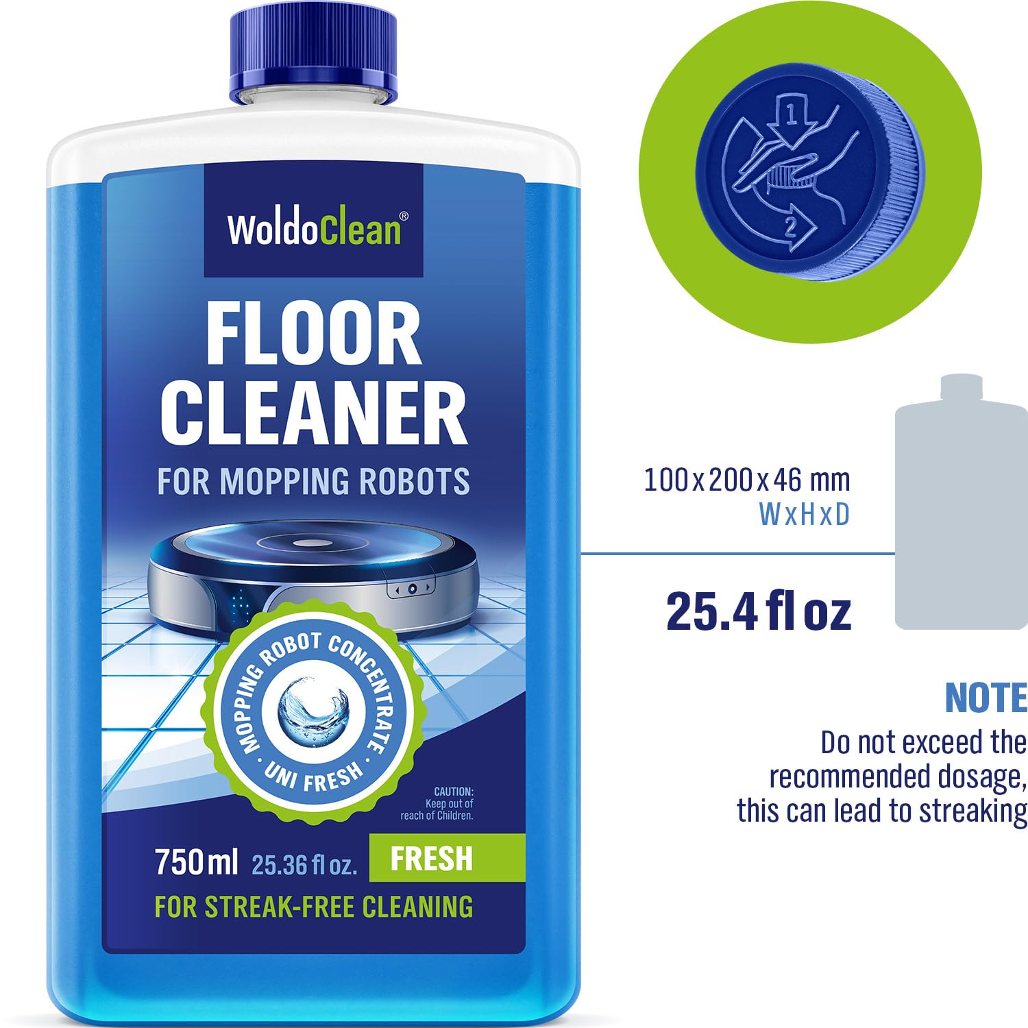 Robot Vacuum Floor Cleaning Concentrate for Mops - compatible with Roborock, Tineco, iFloor, etc. 25oz for 75-150 uses