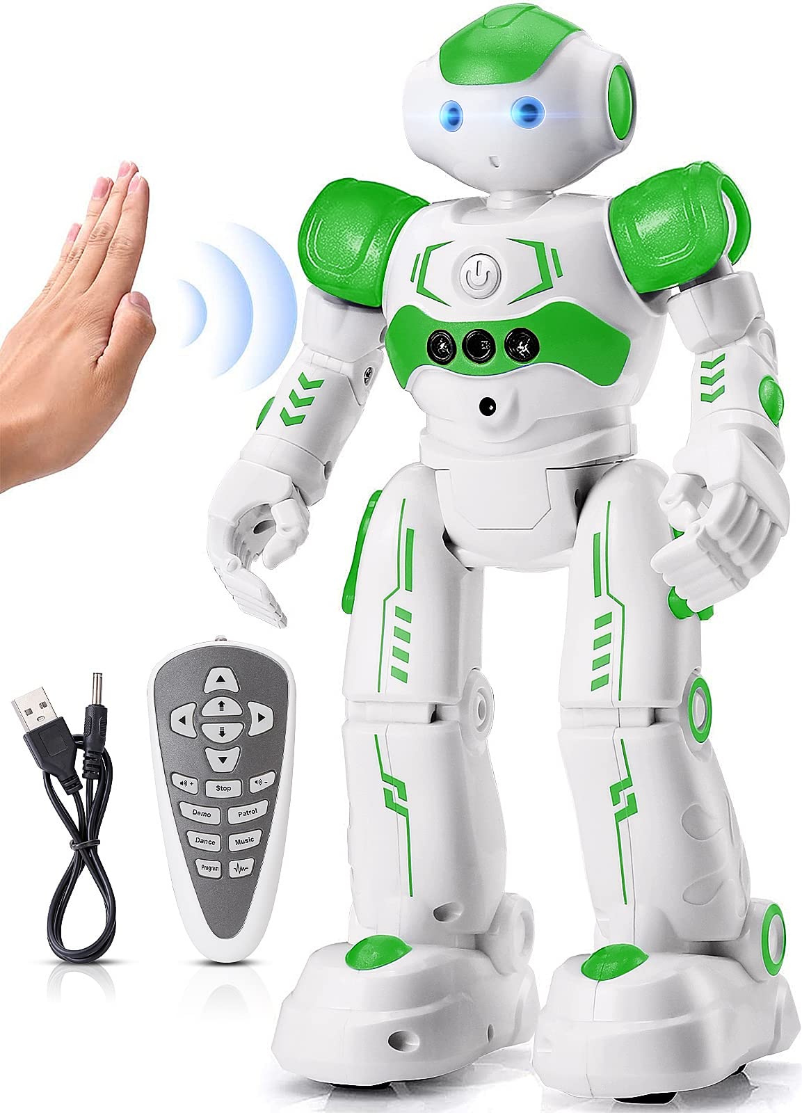 KingsDragon RC Robot Toys for Kids, Gesture & Sensing Programmable Remote Control Smart Robot for Age 3 4 5 6 7 8 Year Old Boys Girls Birthday Gift Present Green