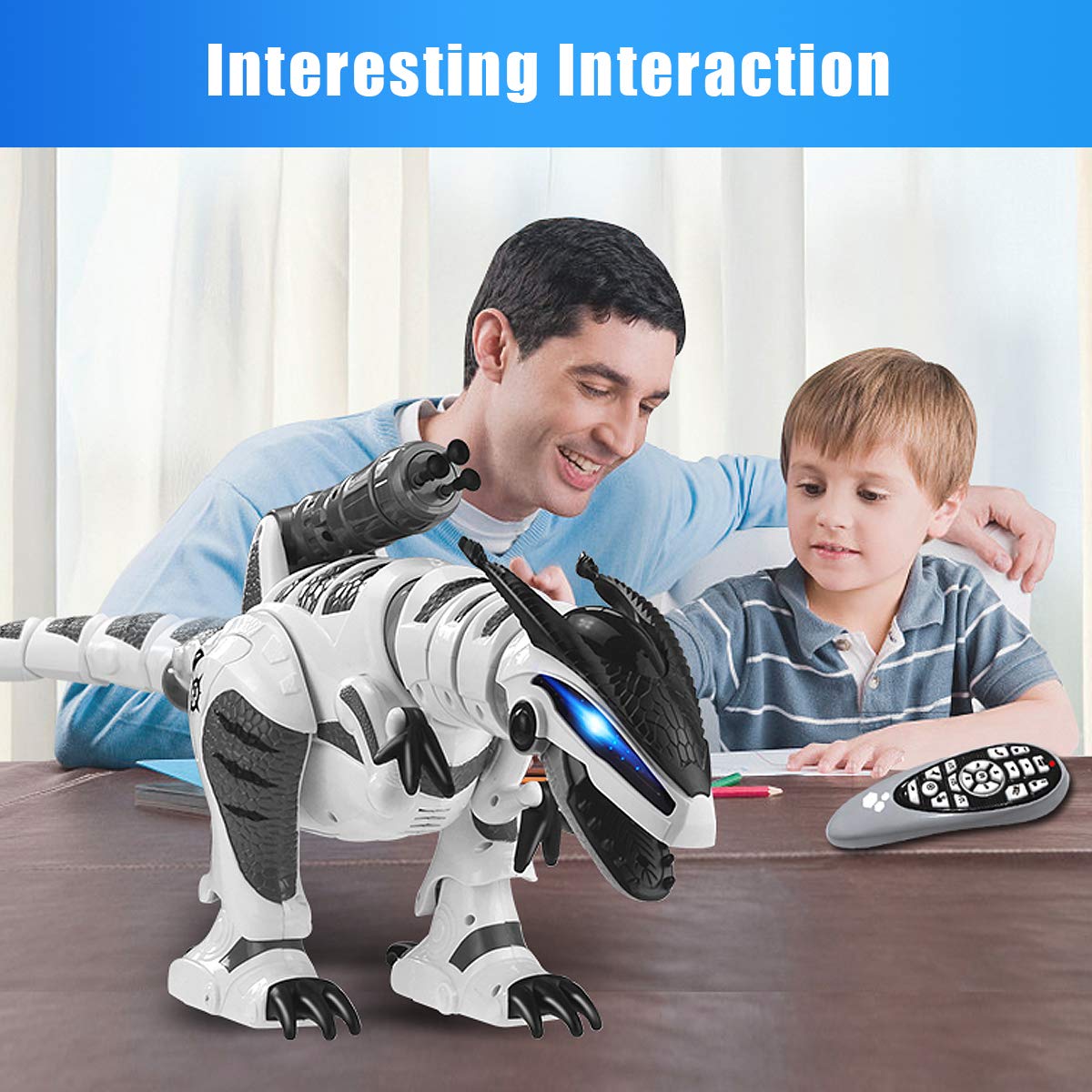 Fistone RC Robot Dinosaur Intelligent Interactive Smart Toy Electronic Remote Controller Robot Walking Dancing Singing with Fight Mode Toys for Kids Boys Girls Age 5 6 7 8 9 10 and Up Year Old