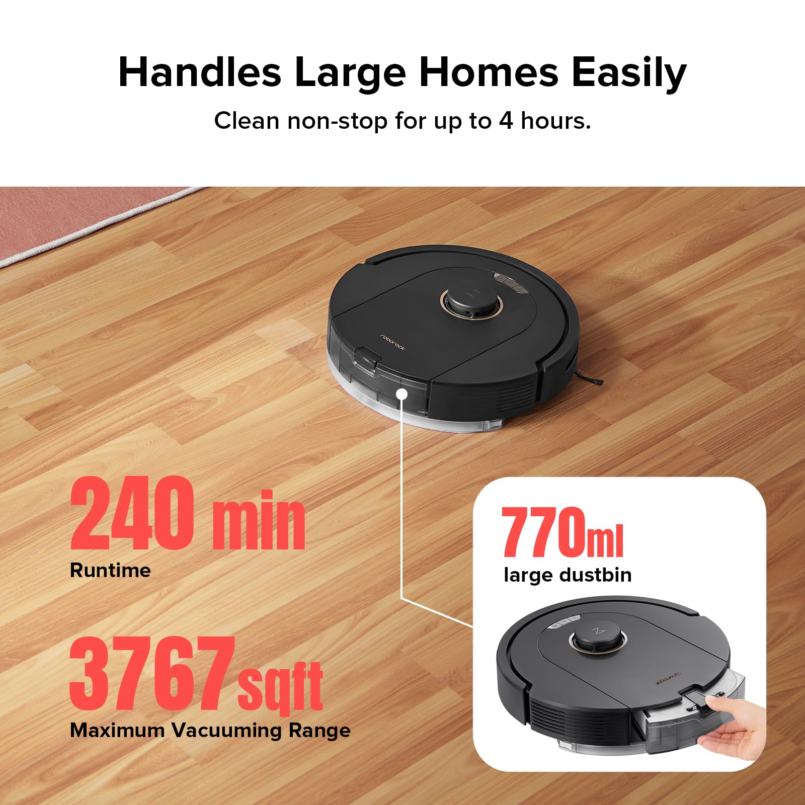 roborock Q5 Pro Robot Vacuum and Mop Combo, 5500Pa Suction, DuoRoller Brush, LiDAR Navigation, Robotic Vacuum Cleaner with 240 min Runtime, Smart No-Go Zone, Perfect for Pet Hair