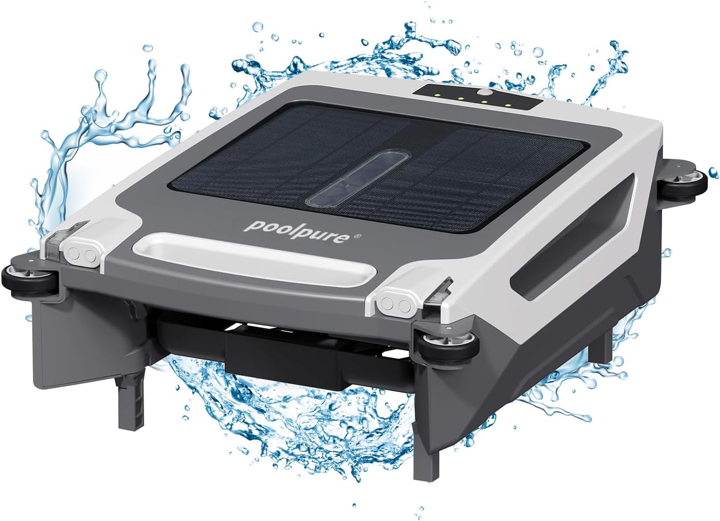 POOLPURE Pool Skimmer Robot with Solar Panel Automatically Design, Pool Surface Skimmer Robotic, Twin Motors Automatic Pool Skimmer (Skimmer with Solar Panel) Default Title