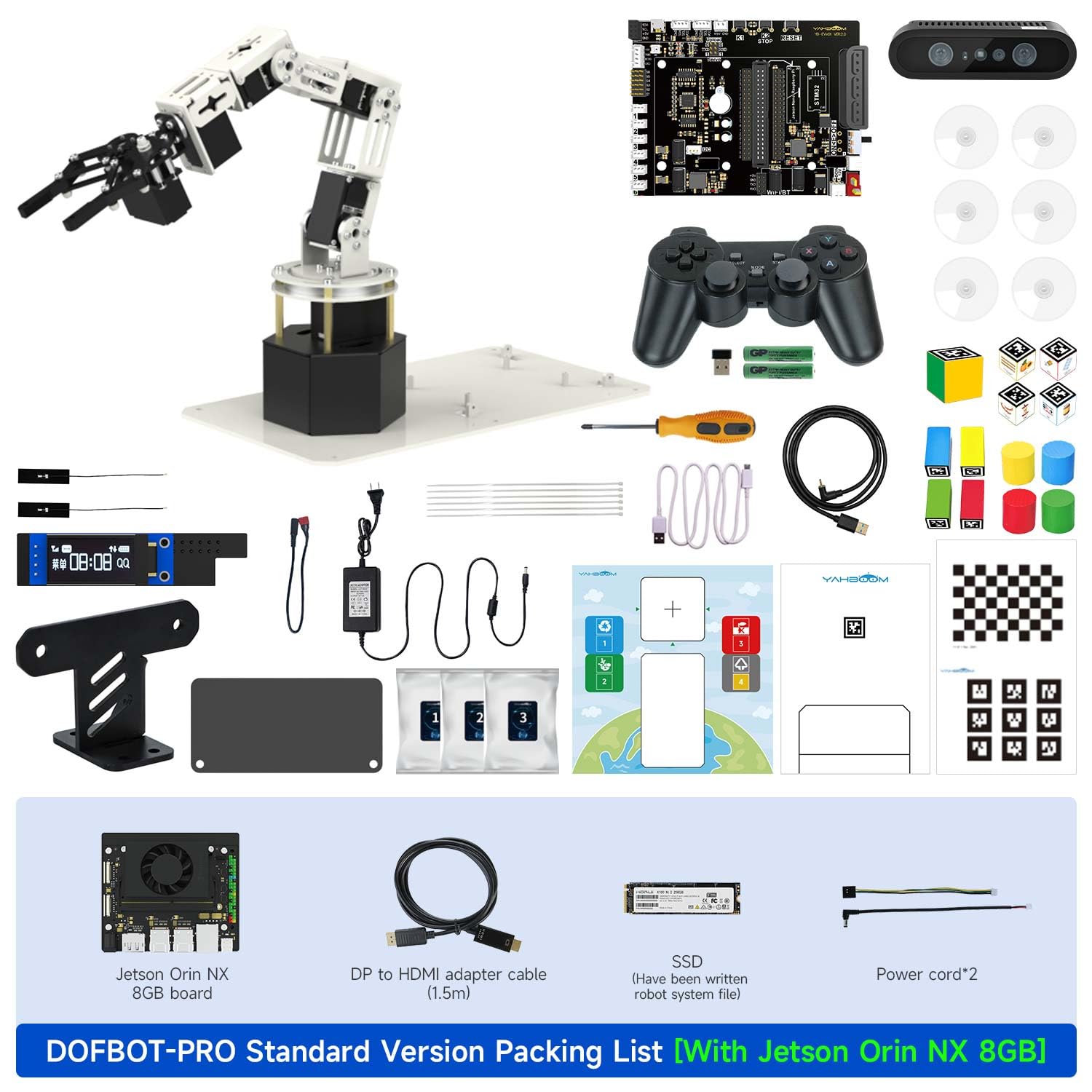 Yahboom 6DOF Program Robotic Arm Kit 3D Adaptive Gripping, 3D Automatic Recognition for Mechanical Engineers Python (Ultimate-Nano 4GB)