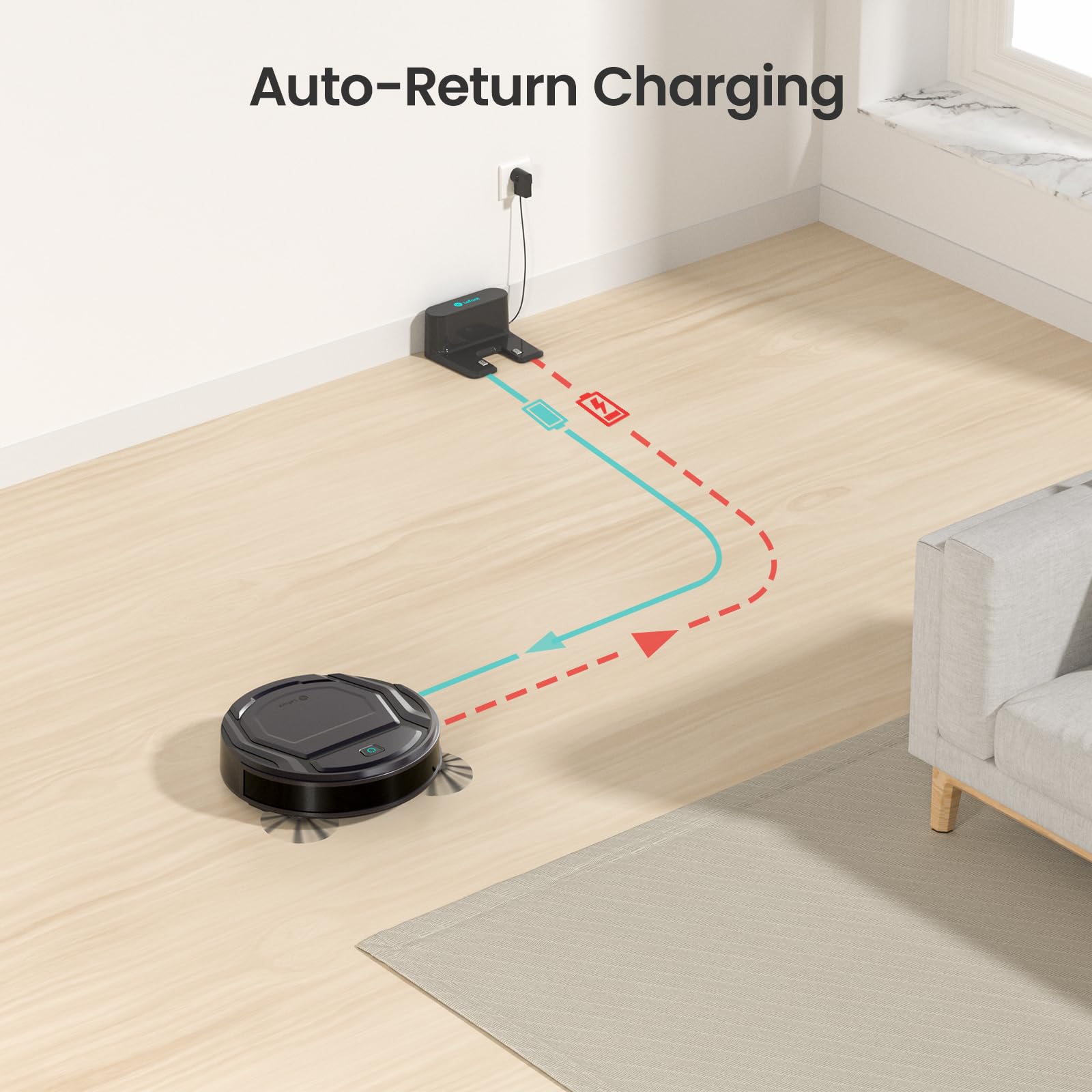 Lefant M210Pro Robot Vacuum Cleaner,Strong Suction,120 Mins Run Time,Wi-Fi Connected,Scheduled Cleaning,Compatible with Alexa,Slim Self-Charging Robotic Vacuum Cleaner for Home,Pet Hair,Hard Floors