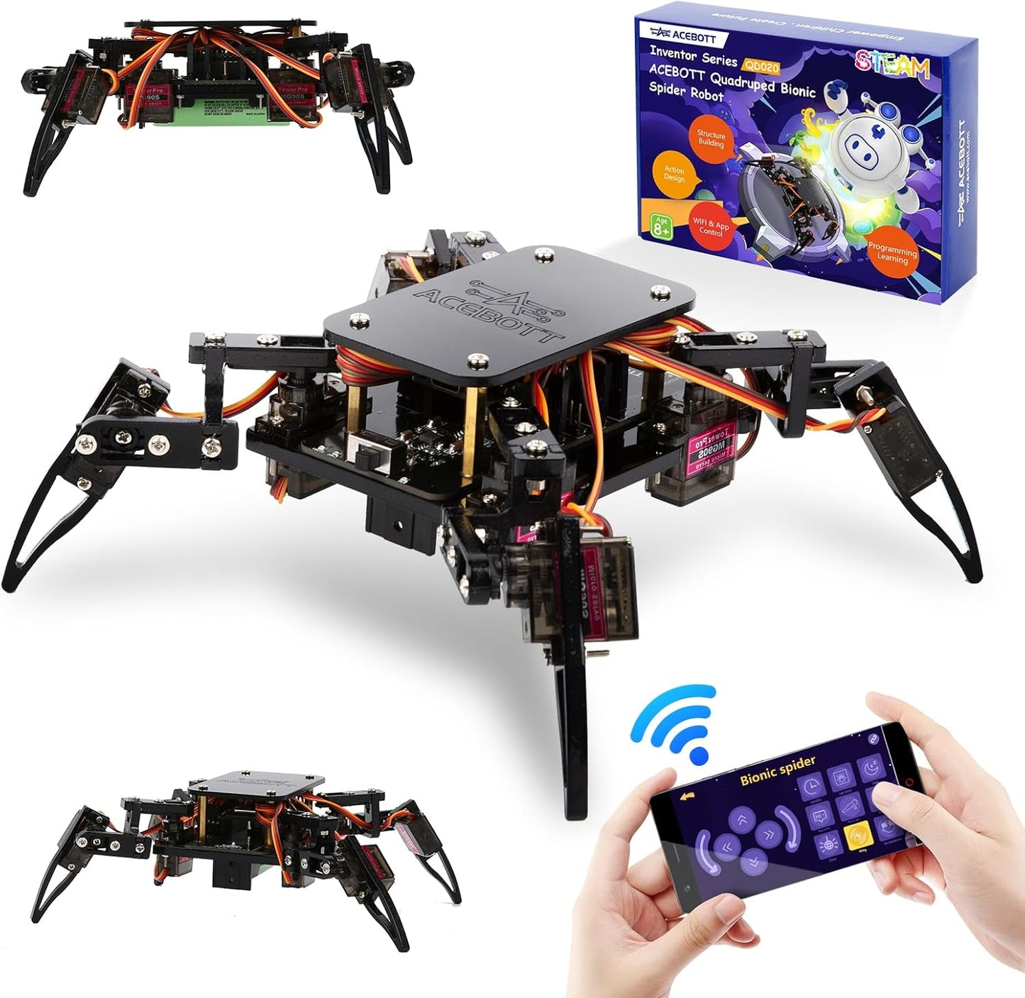 STEM Robotics Science Kits for Kids, DIY Robotics Stem Toys, ESP8266 Spider Robot Building Kit, STEM Robotics Project Compatible with Arduino for Boys,Teens,Adults Unique Gifts Default Title